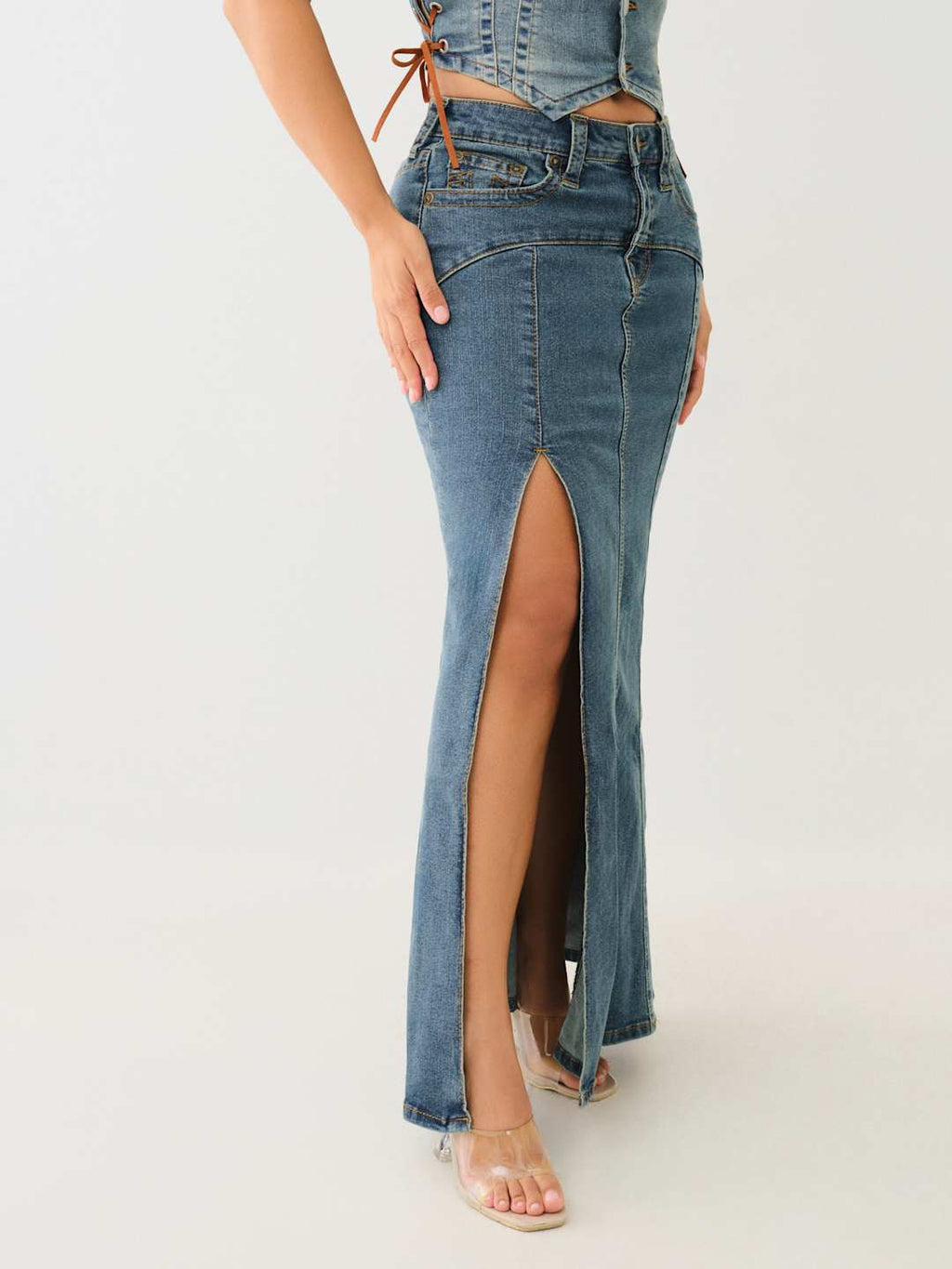 True Religion Vintage Slit Skirt Denim Maxi Ophelia