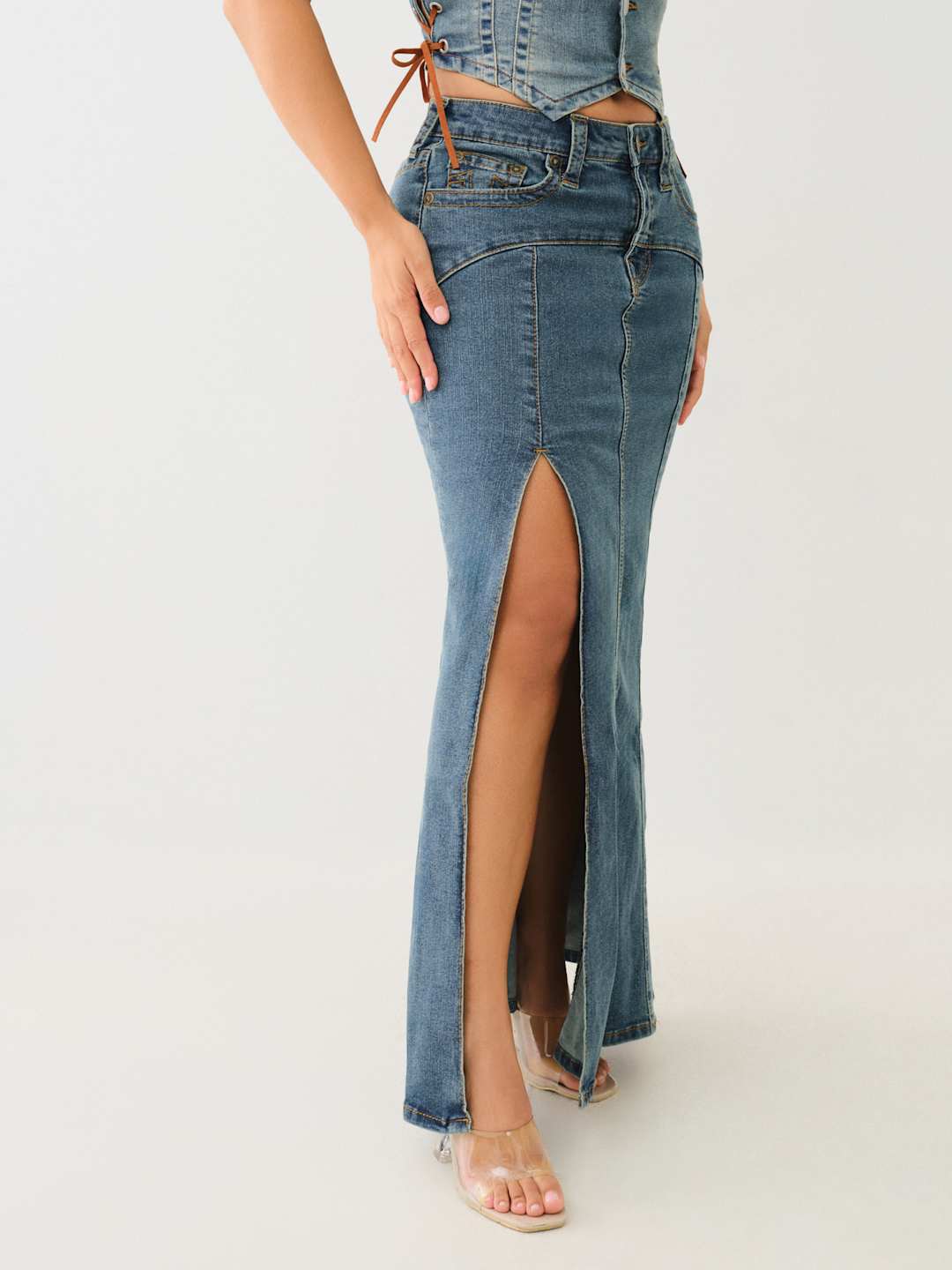 True Religion Vintage Slit Skirt Denim Maxi Ophelia