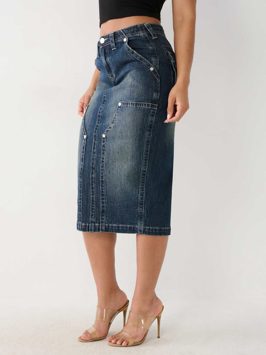 Utility Midi Denim Skirt