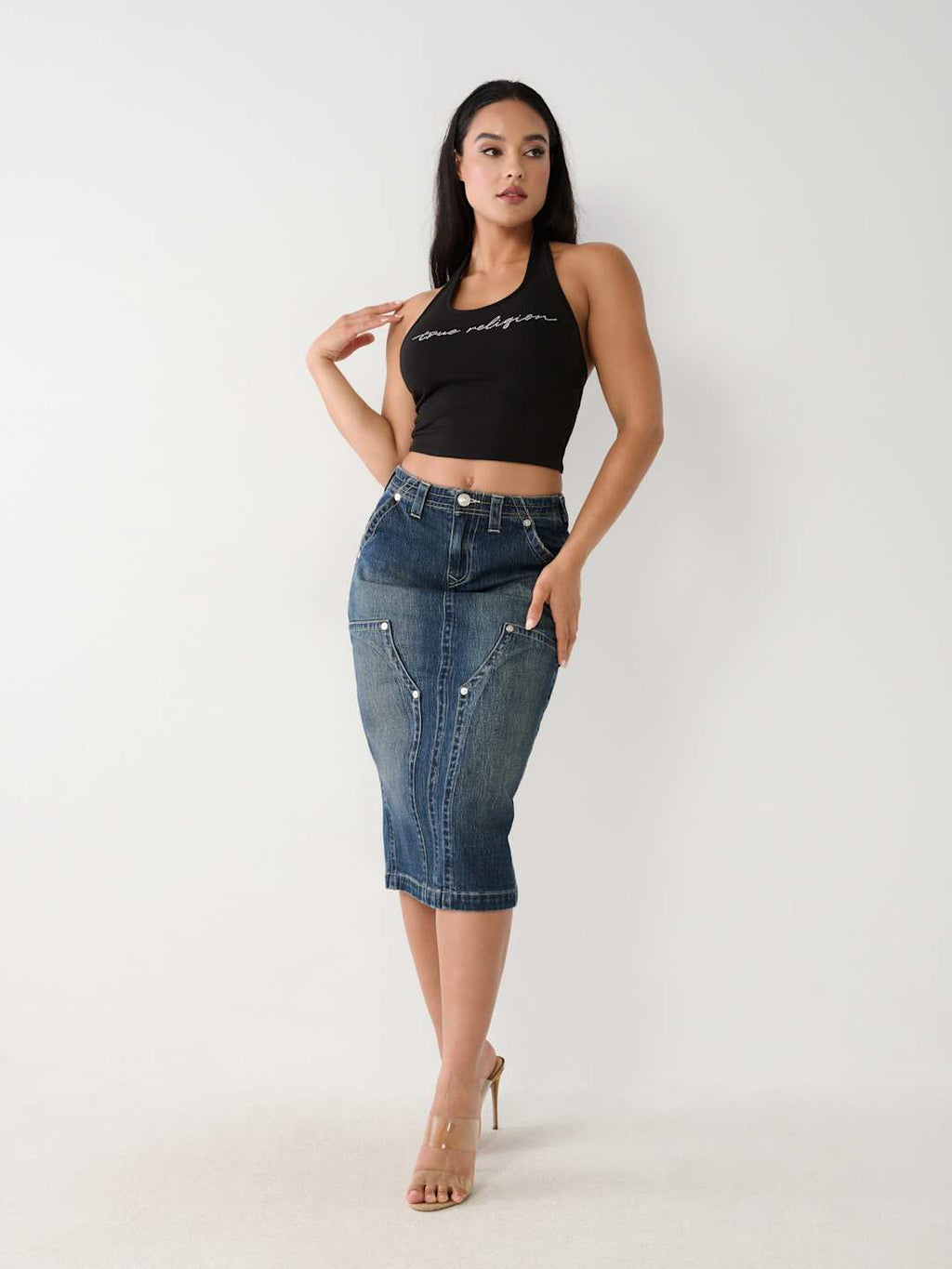 Utility Midi Denim Skirt