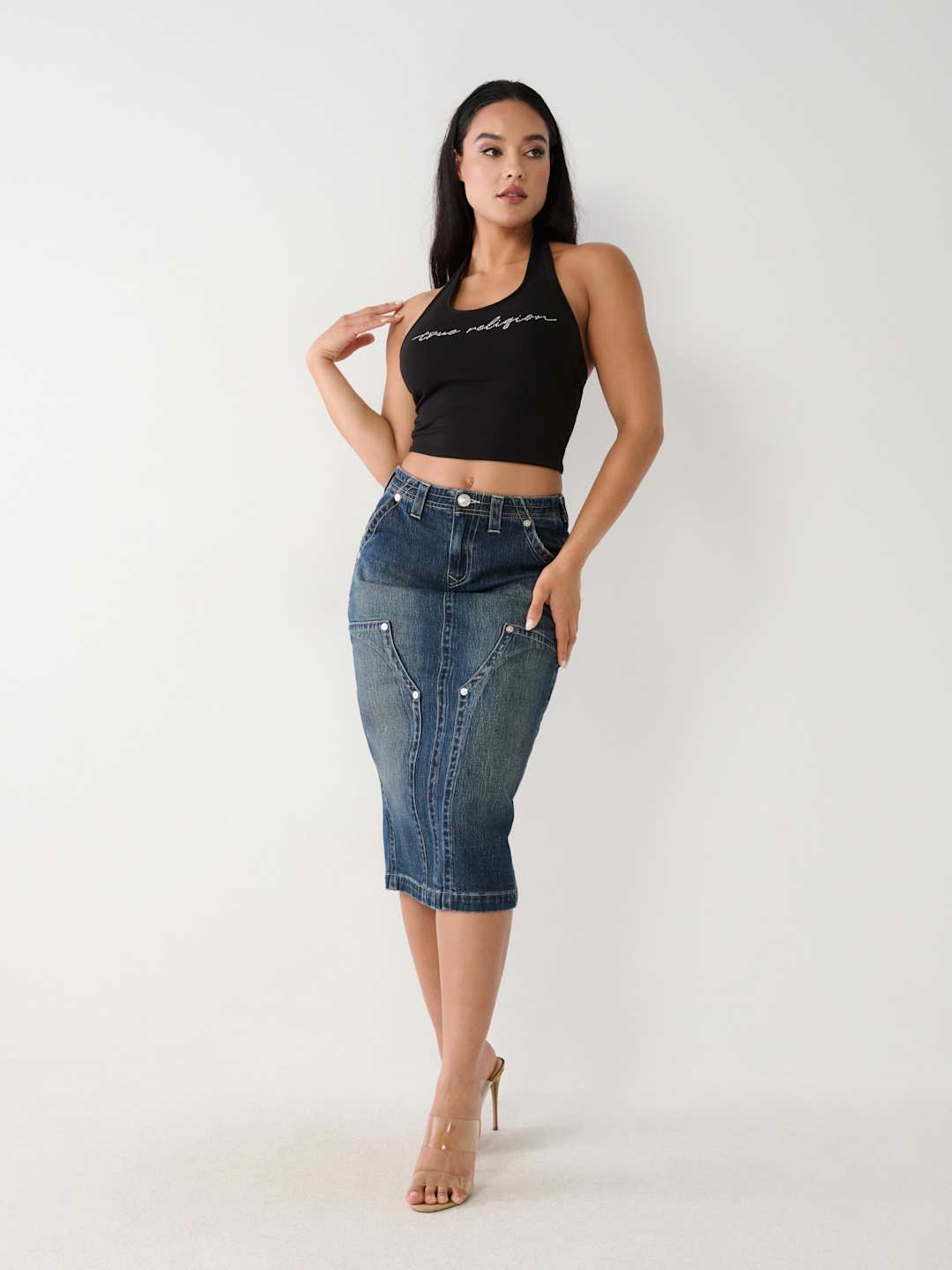 Utility Midi Denim Skirt