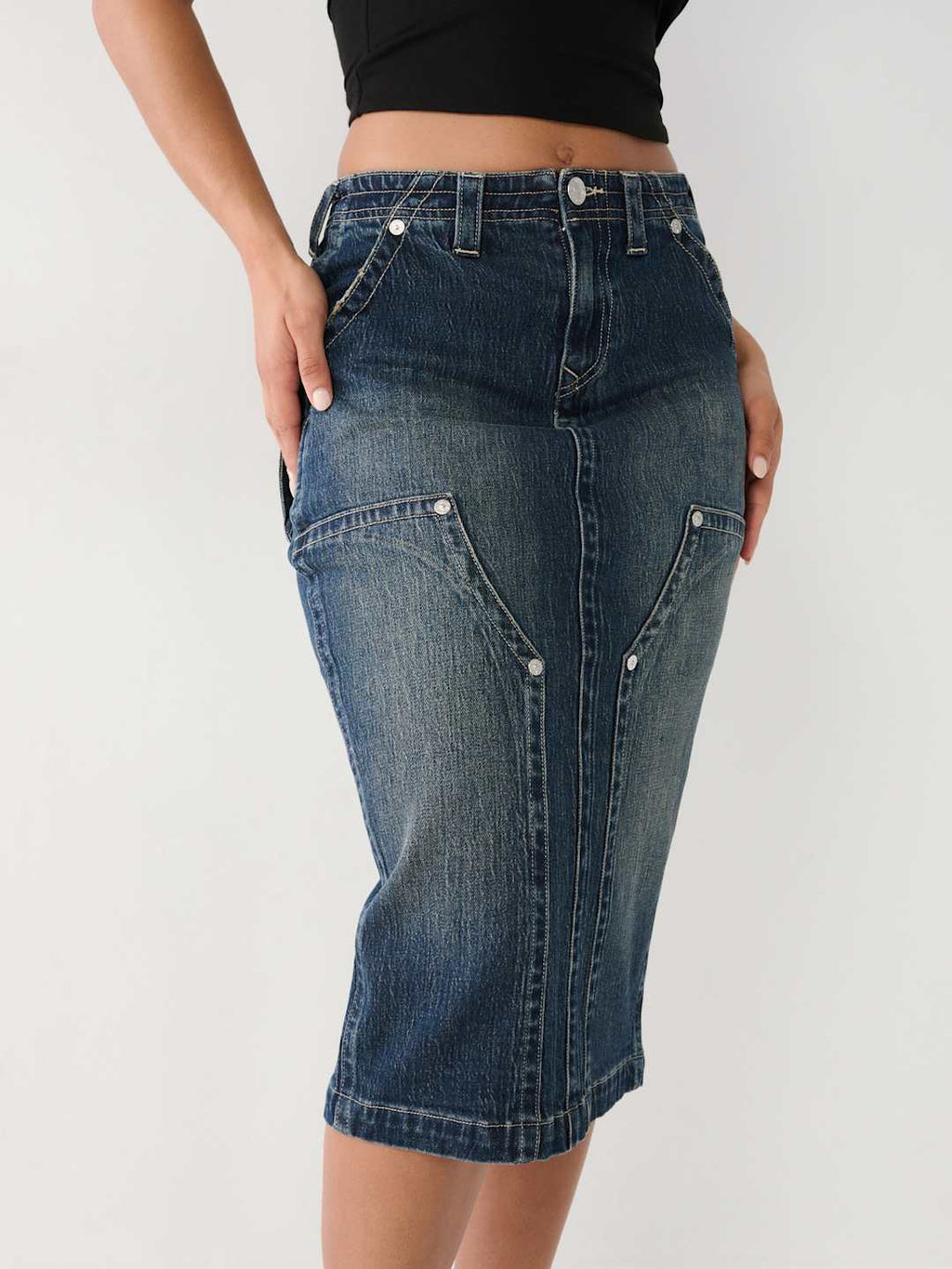 Utility Midi Denim Skirt