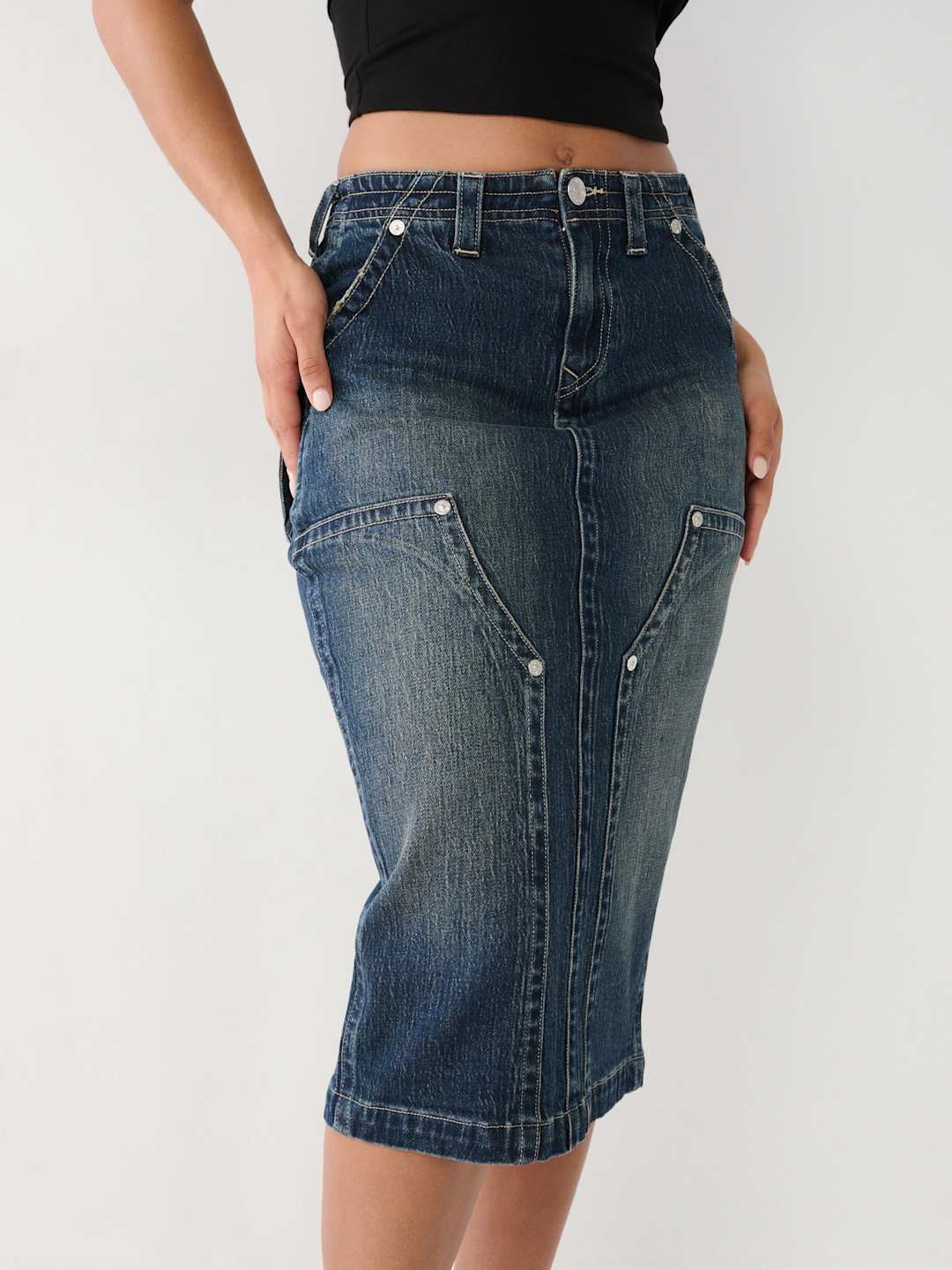 Utility Midi Denim Skirt