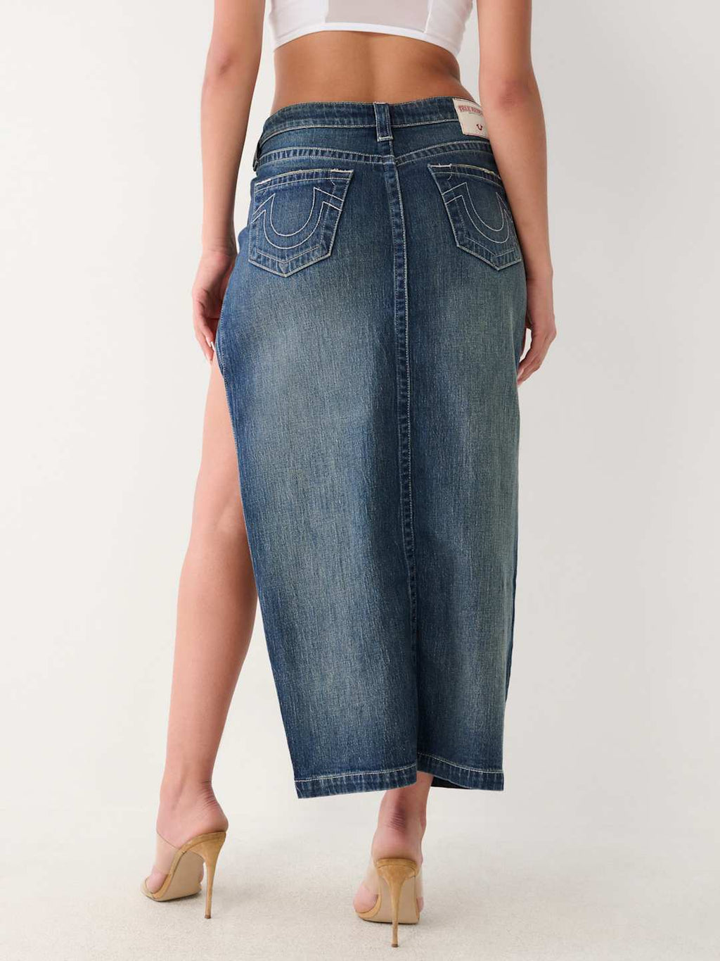 Cut Out Denim Maxi Skirt