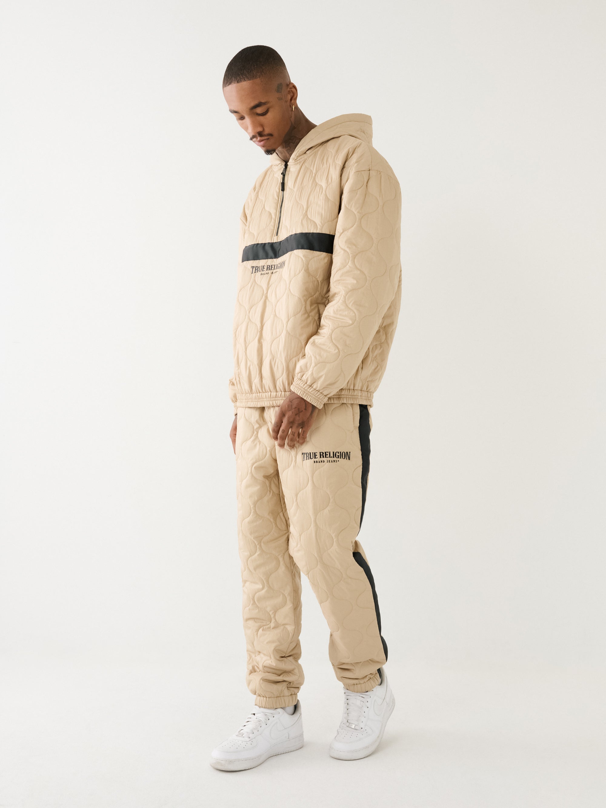 True Religion Relaxed Track Pants Embro Travertine