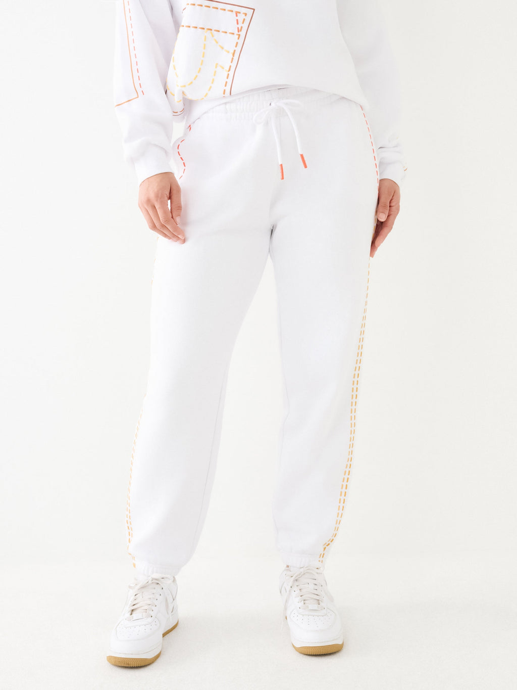 True Religion Big T Track Pants Boyfriend Optic White