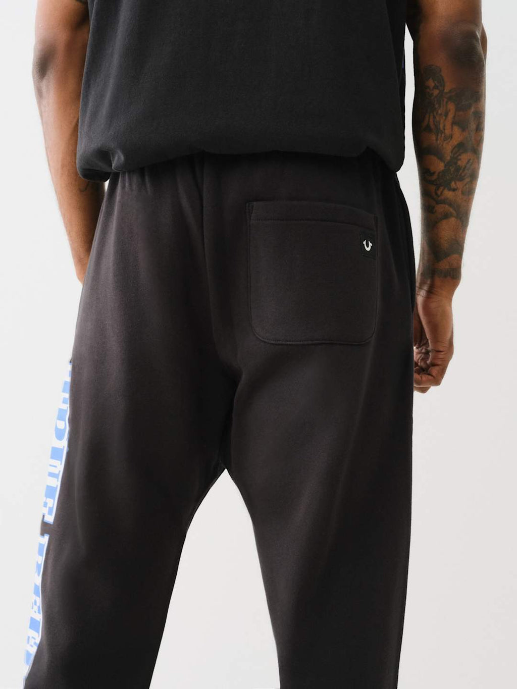 True Religion Raw Exaggerated Track Pants Icon Jet Black