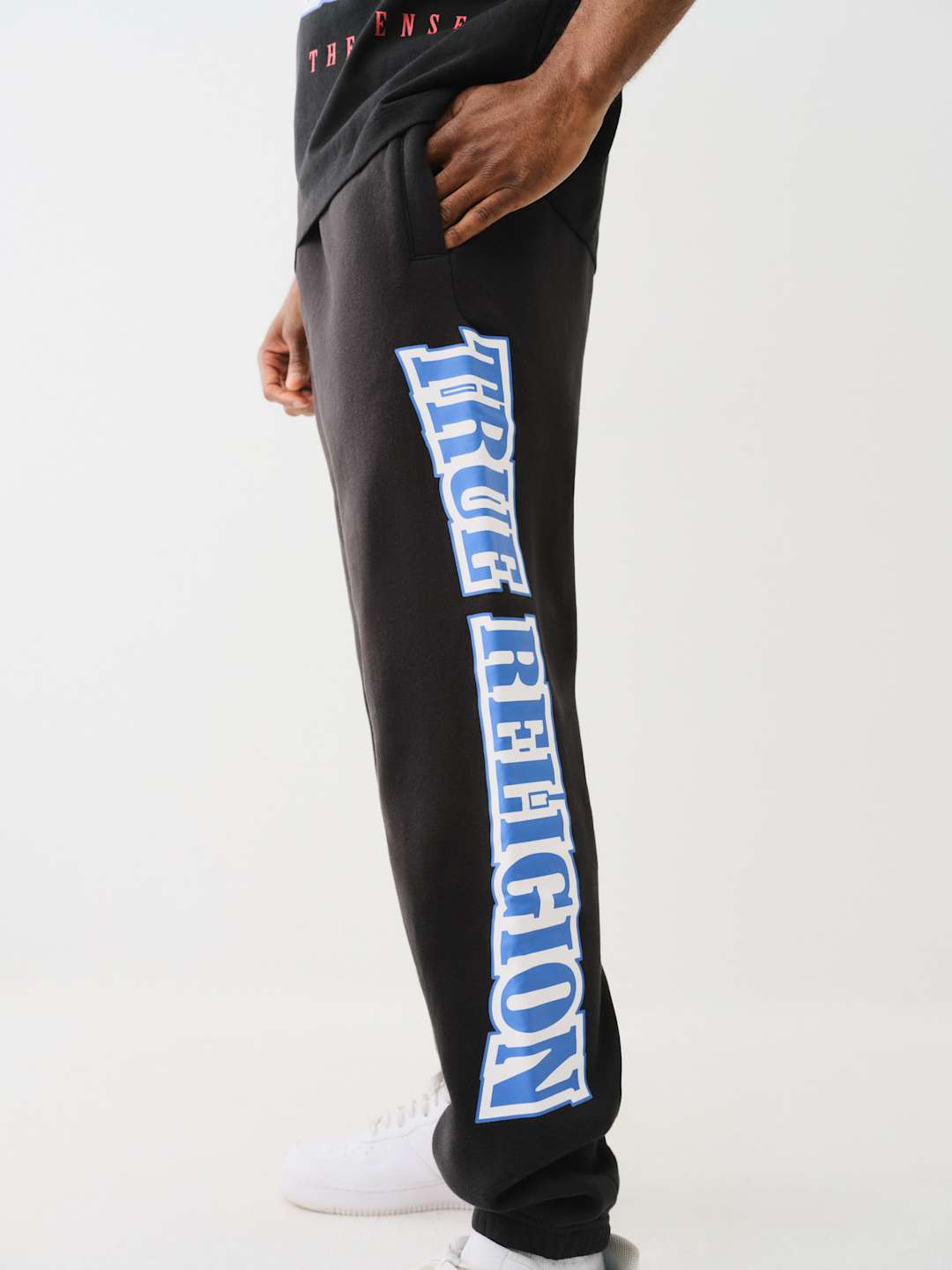 True Religion Raw Exaggerated Track Pants Icon Jet Black