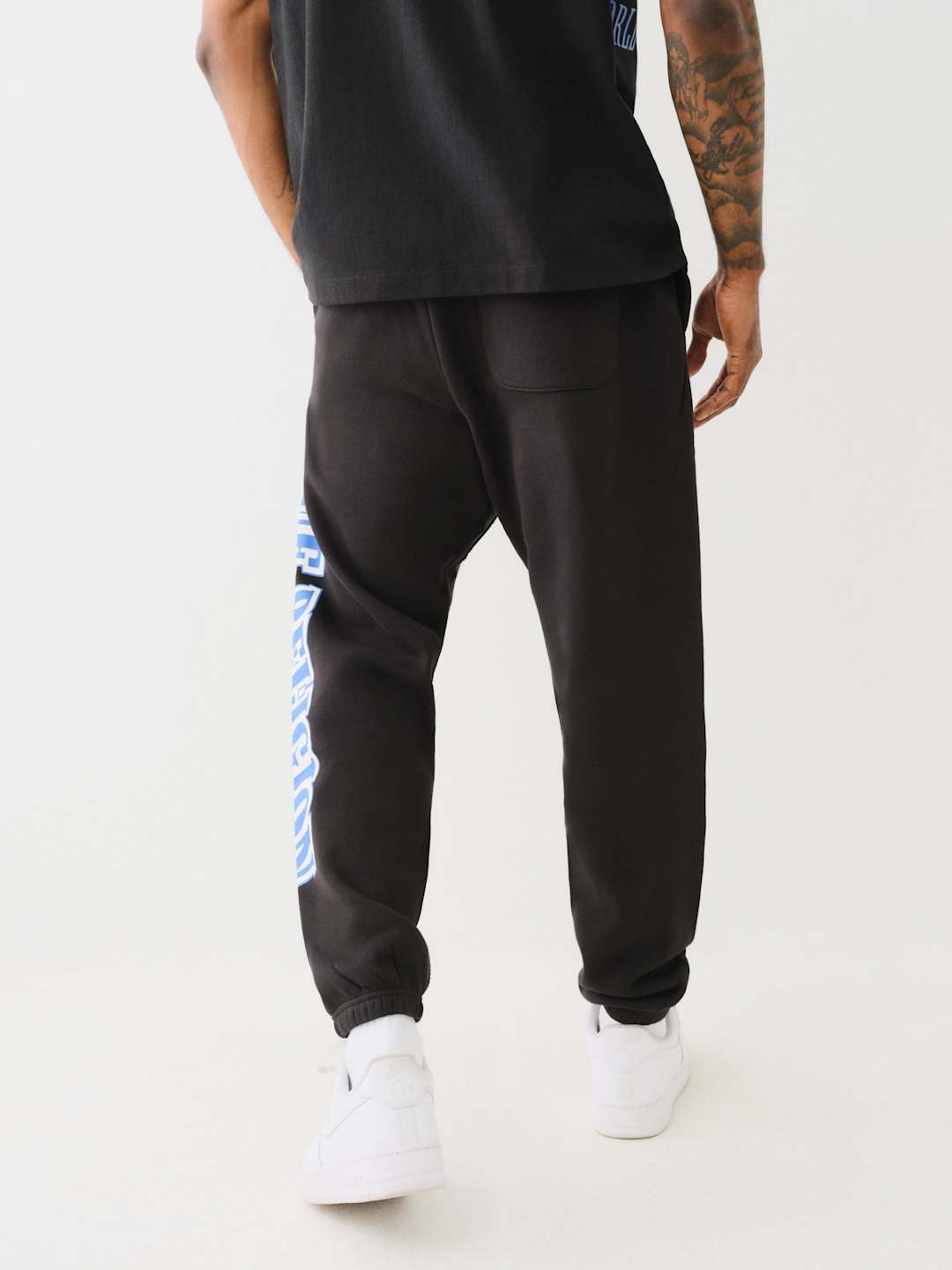 True Religion Raw Exaggerated Track Pants Icon Jet Black