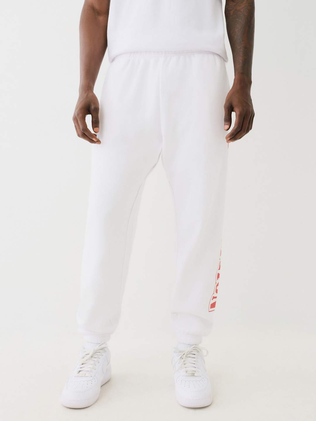 True Religion Raw Exaggerated Track Pants Icon Optic White