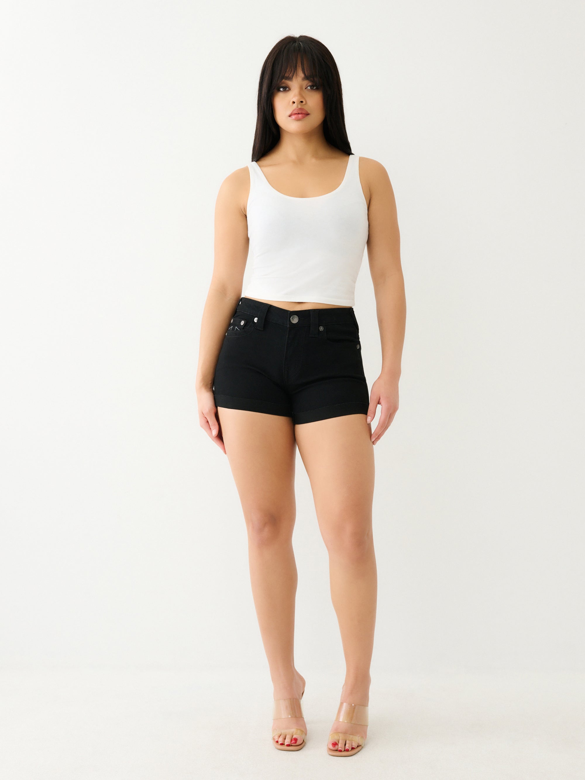 True Religion Jennie Mr Curvy Rolled Short 2Sb Black Rinse