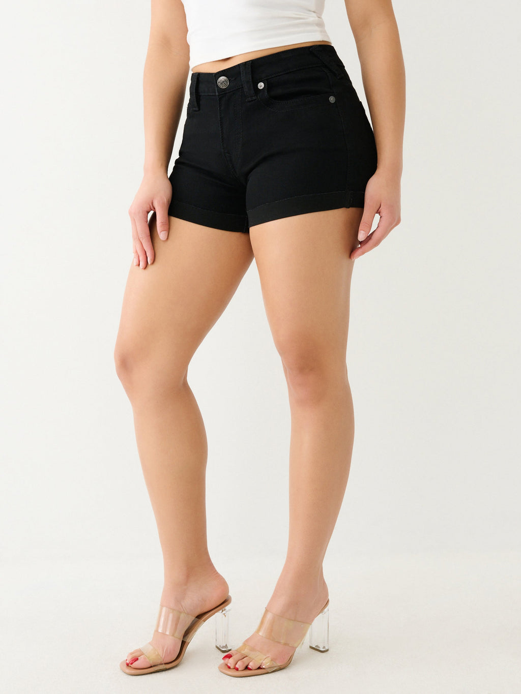 True Religion Jennie Mr Curvy Rolled Short 2Sb Black Rinse