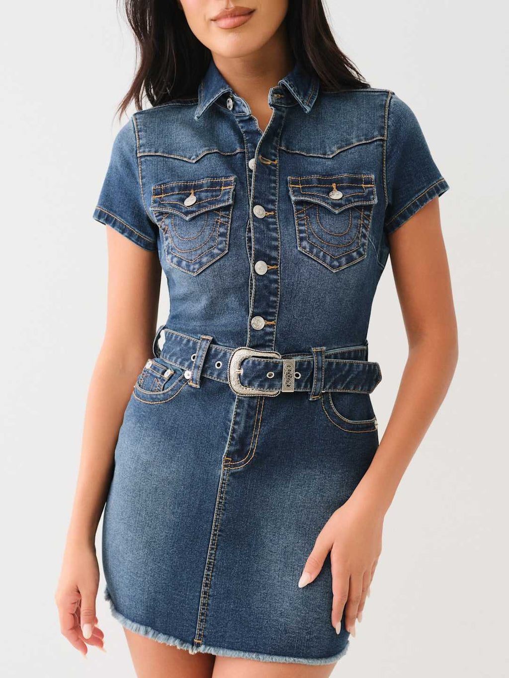 True Religion Jeans Western Belted Denim Dress Joyce
