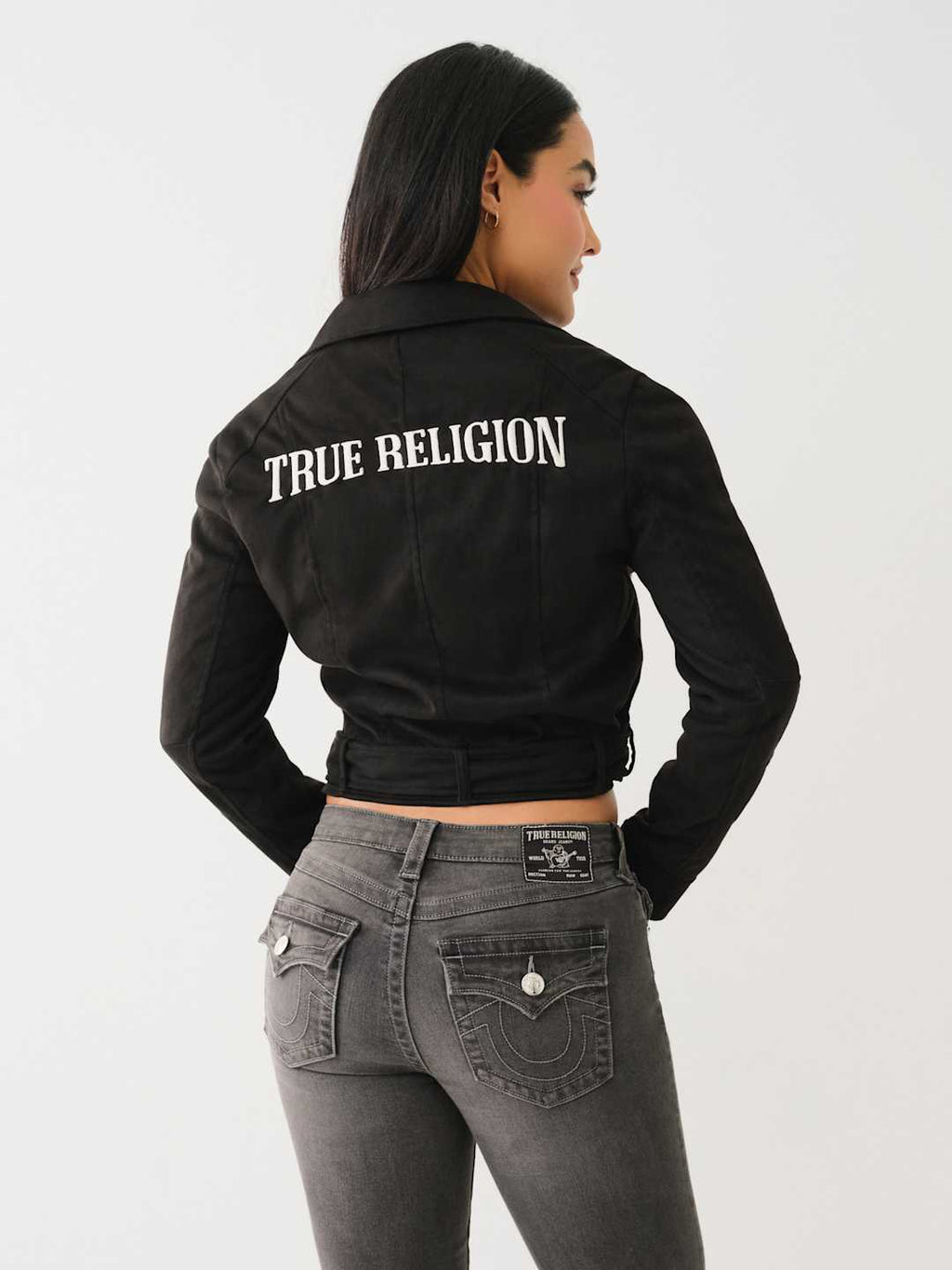 True Religion TR Faux Suede Jacket Jet Black