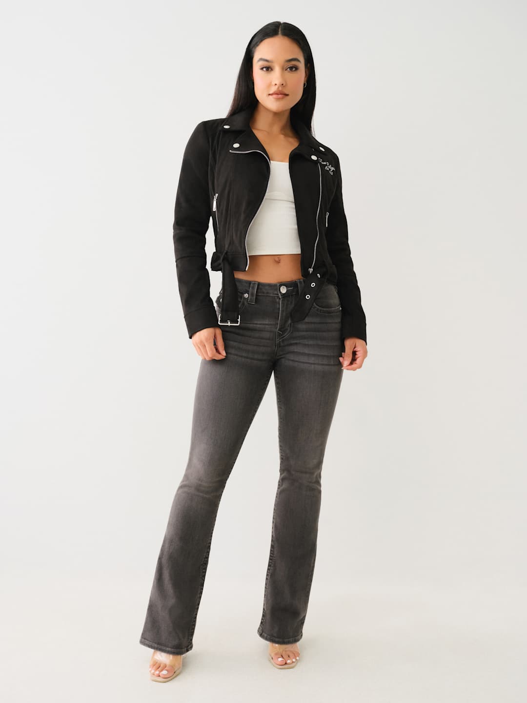 True Religion TR Faux Suede Jacket Jet Black