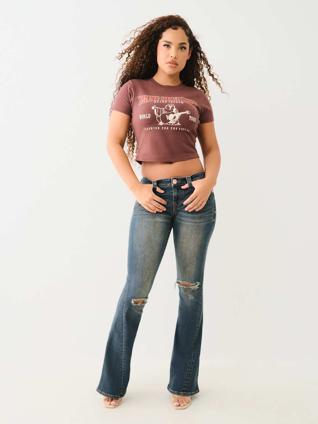 True Religion Crew SRS SS Baby Tee Deep Mahogany