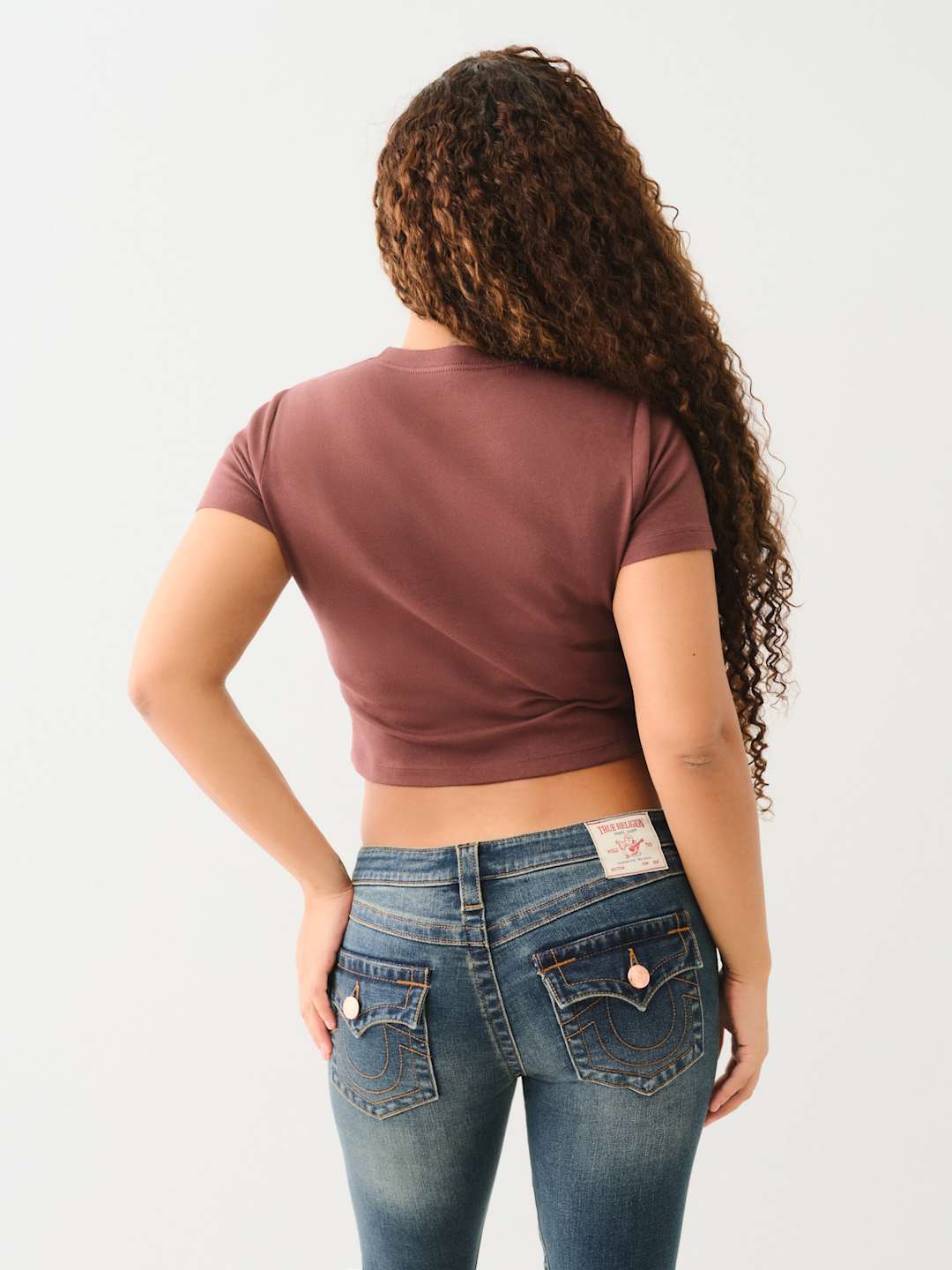 True Religion Crew SRS SS Baby Tee Deep Mahogany