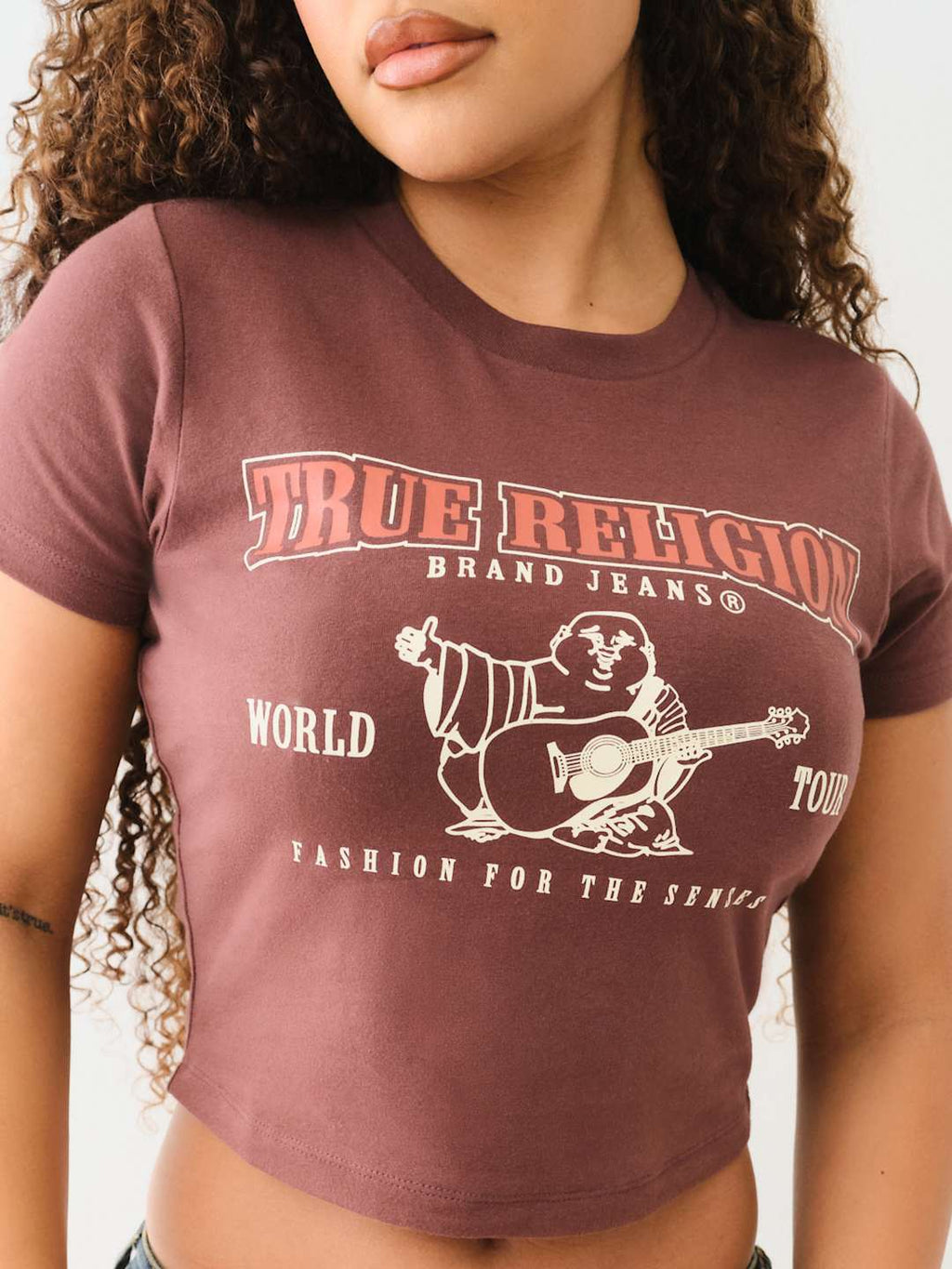 True Religion Crew SRS SS Baby Tee Deep Mahogany