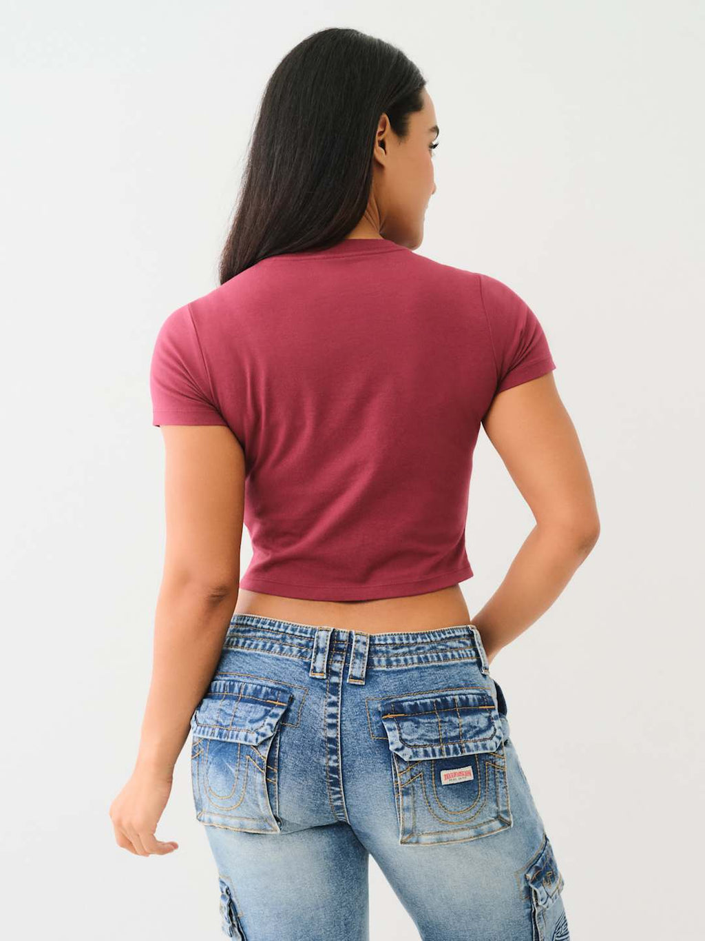 True Religion Crew Crystal HS SRS SS Bby Tee Cordovan