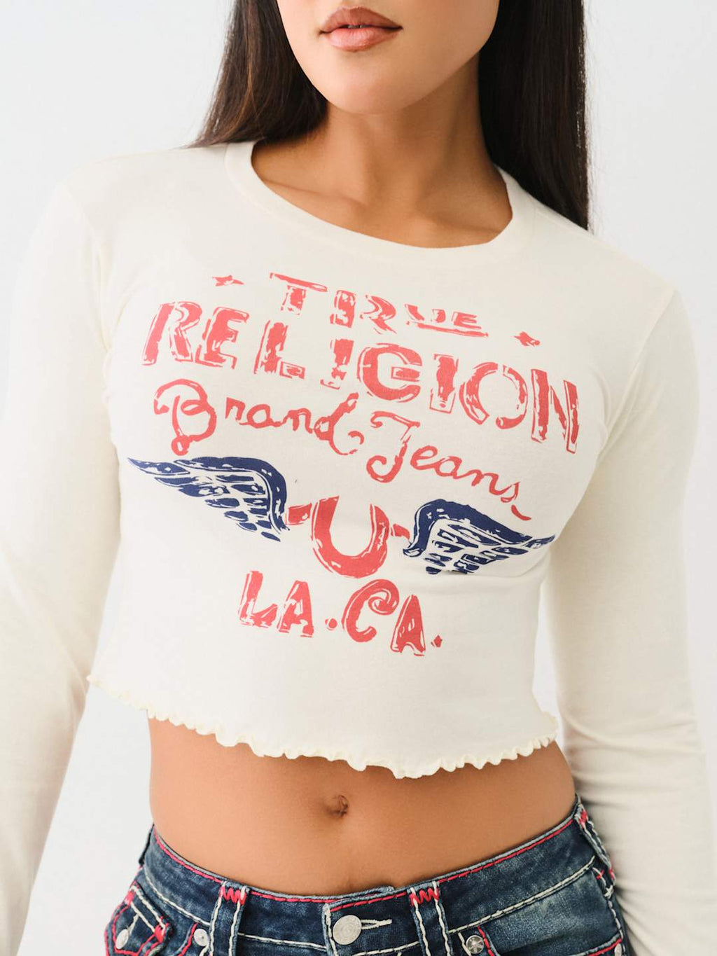 True Religion Crew SRS SS Baby Tee Winter White