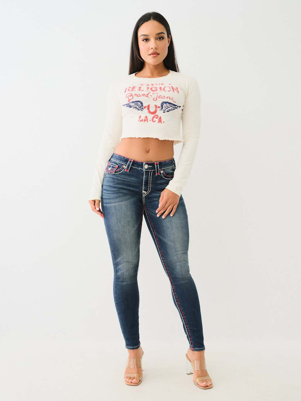 True Religion Crew SRS SS Baby Tee Winter White