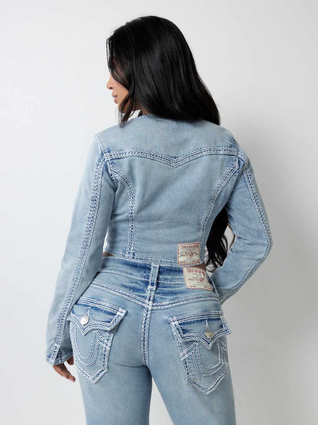 True Religion Crew V Neck Longsleeve Top Super QT Horizon Henge