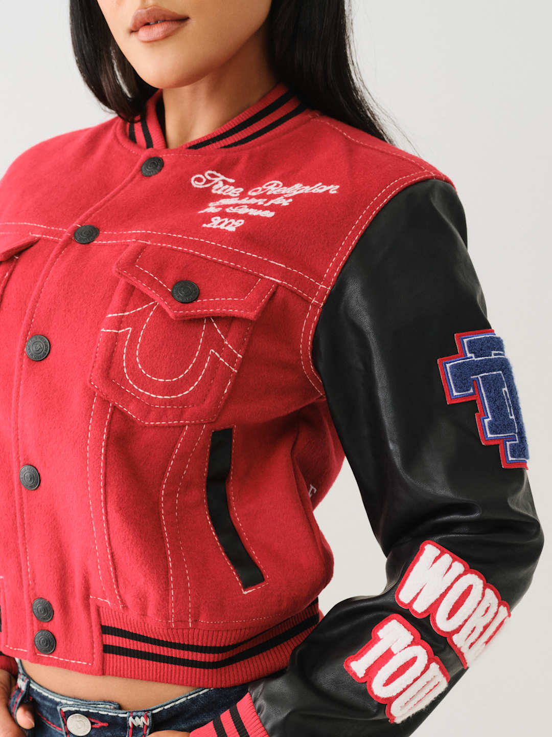 True Religion Ladies Jacket Anniversary Varsity Jacket Apple Red