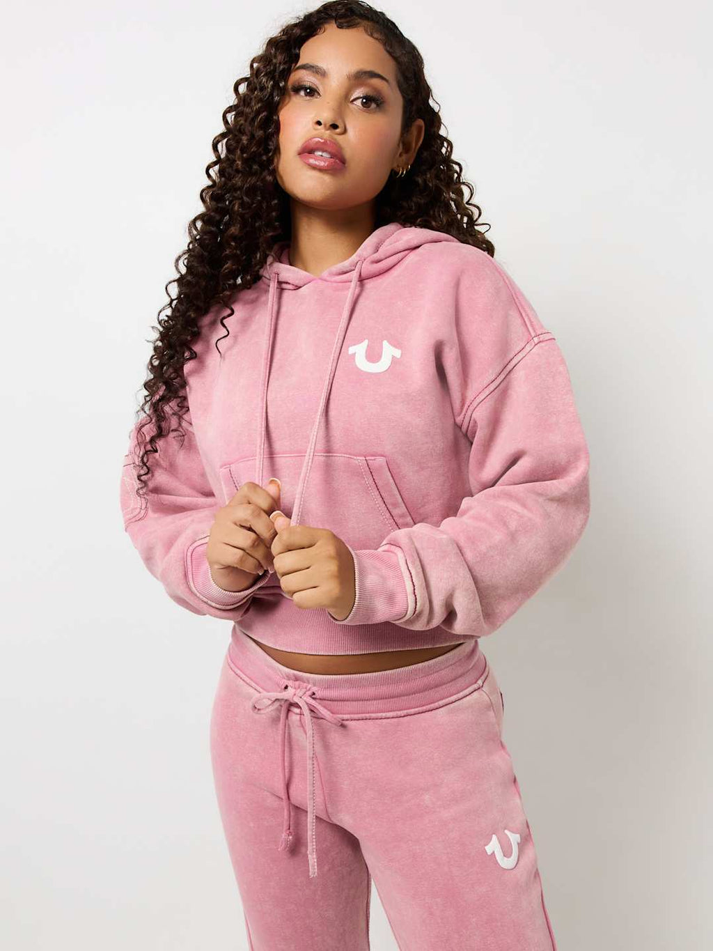 True Religion Sweater Washed Old Multi SRS Hoodie Heather Rose