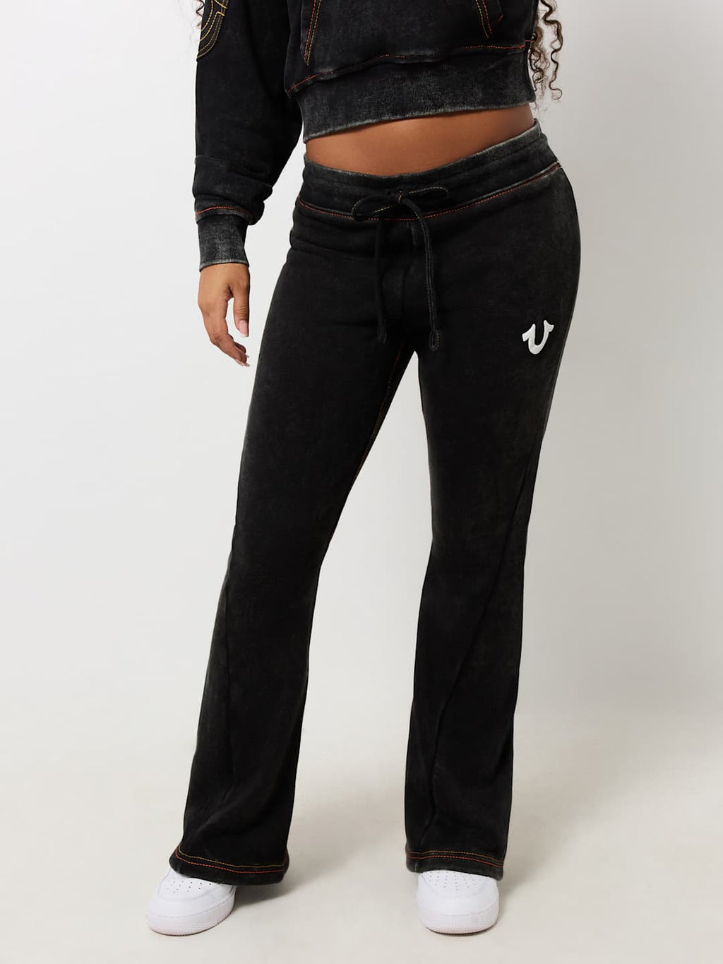 True Religion Jogger Washed Old Multi Low Rise Pants Jet Black