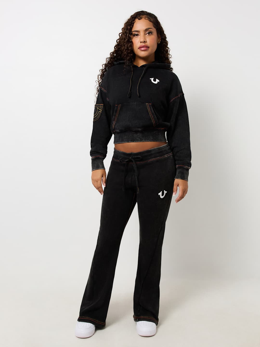 True Religion Jogger Washed Old Multi Low Rise Pants Jet Black