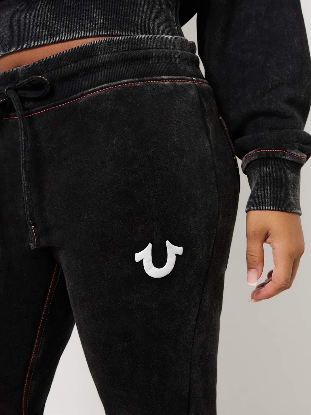 True Religion Jogger Washed Old Multi Low Rise Pants Jet Black