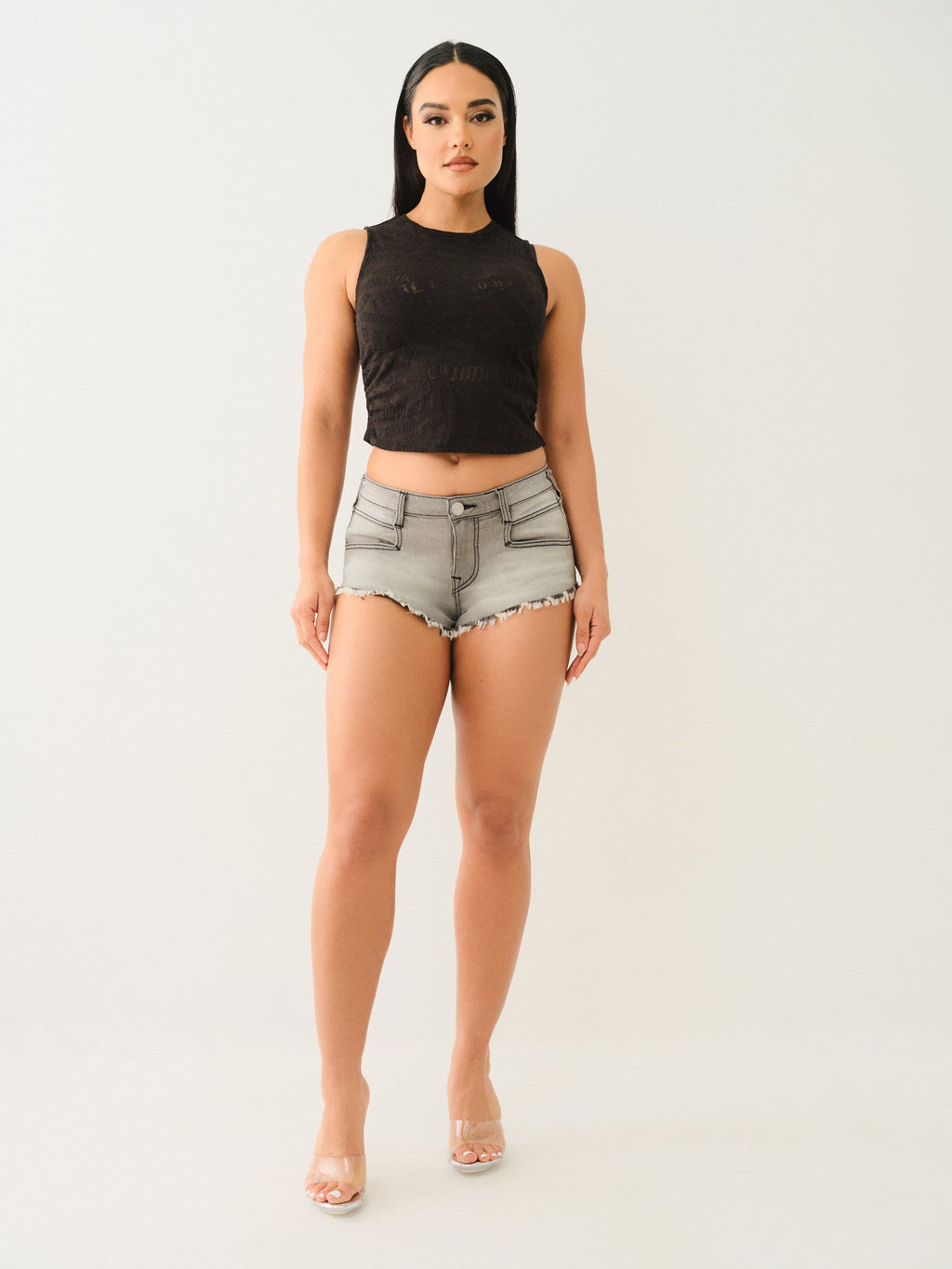 True Religion Sleeveless Burnout Tank Jet Black