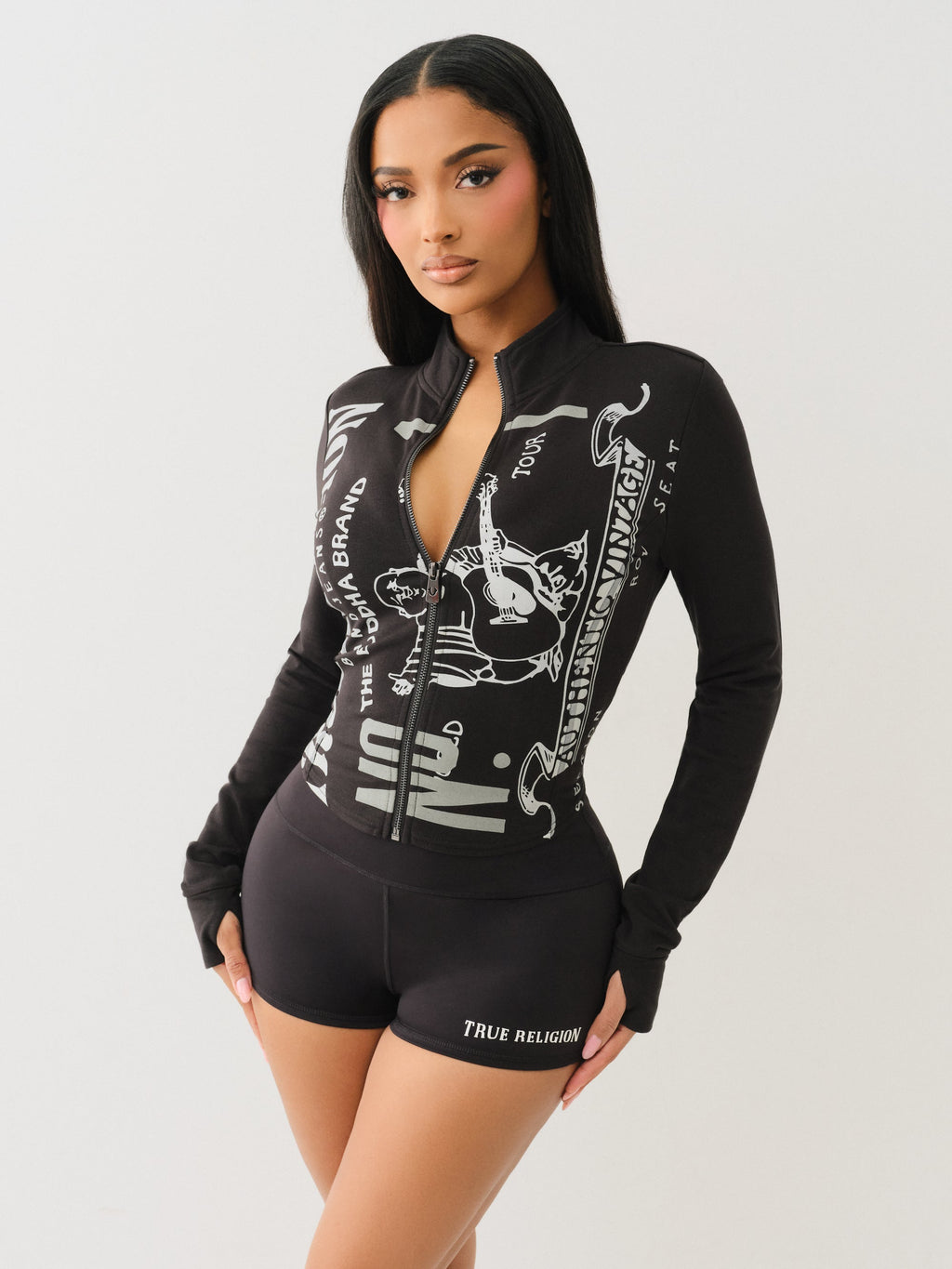 True Religion Og Srs Tight Zip Through Jet Black