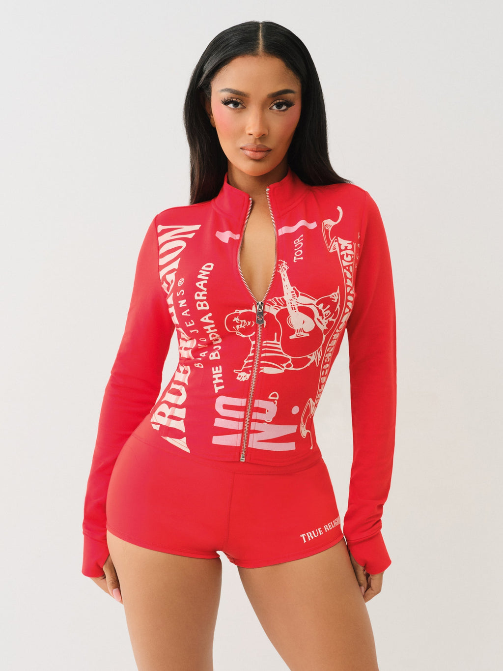 True Religion Og Srs Tight Zip Through Flame Scarlet