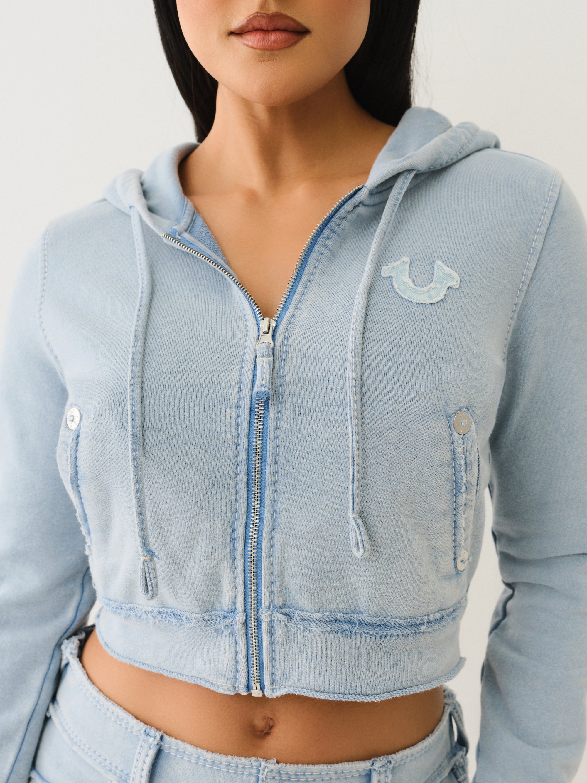 True Religion Washed Raw Edge Big T Hoodie Pacific Coast