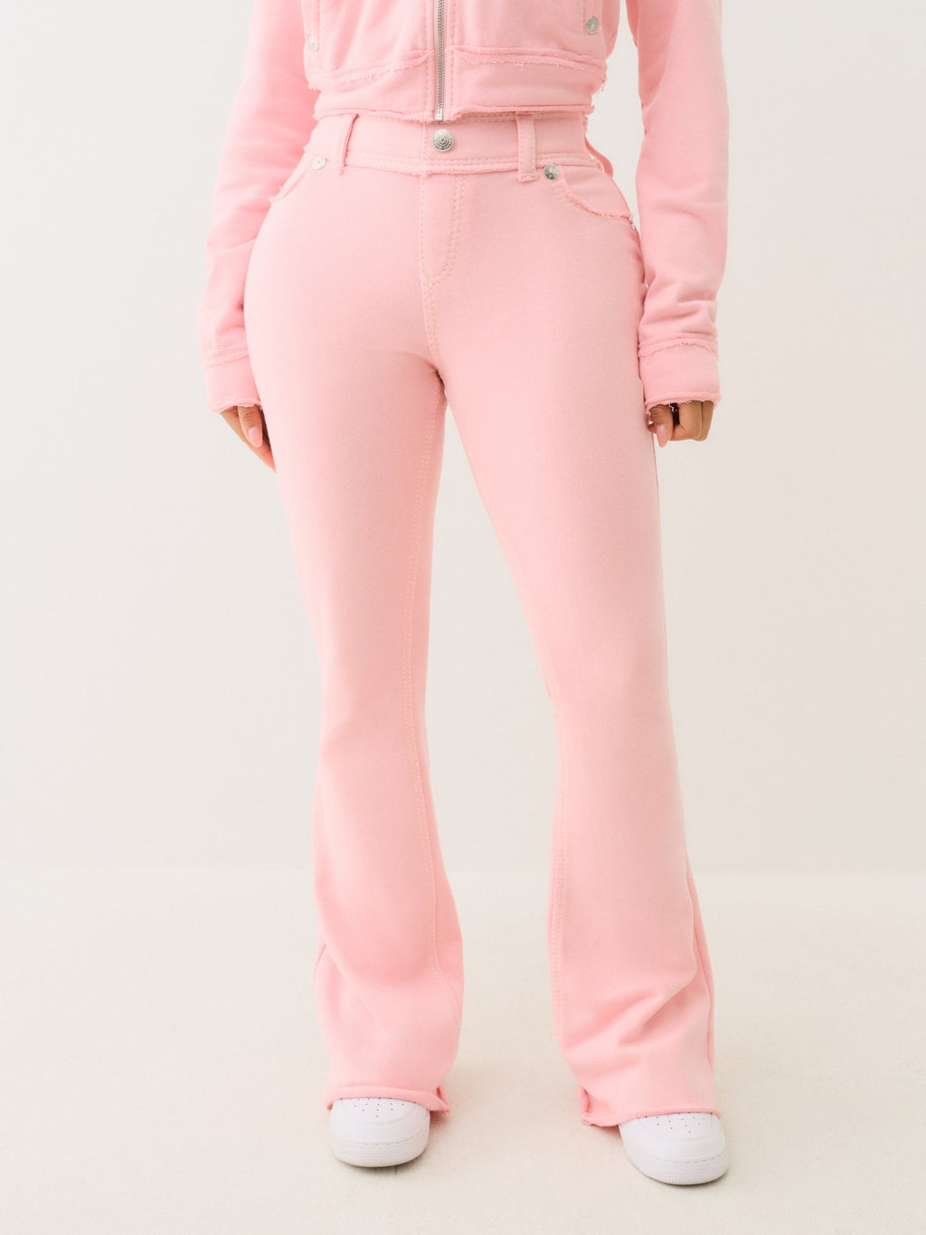 True Religion Raw Edge Big T Boot Track Pant Candy Pink