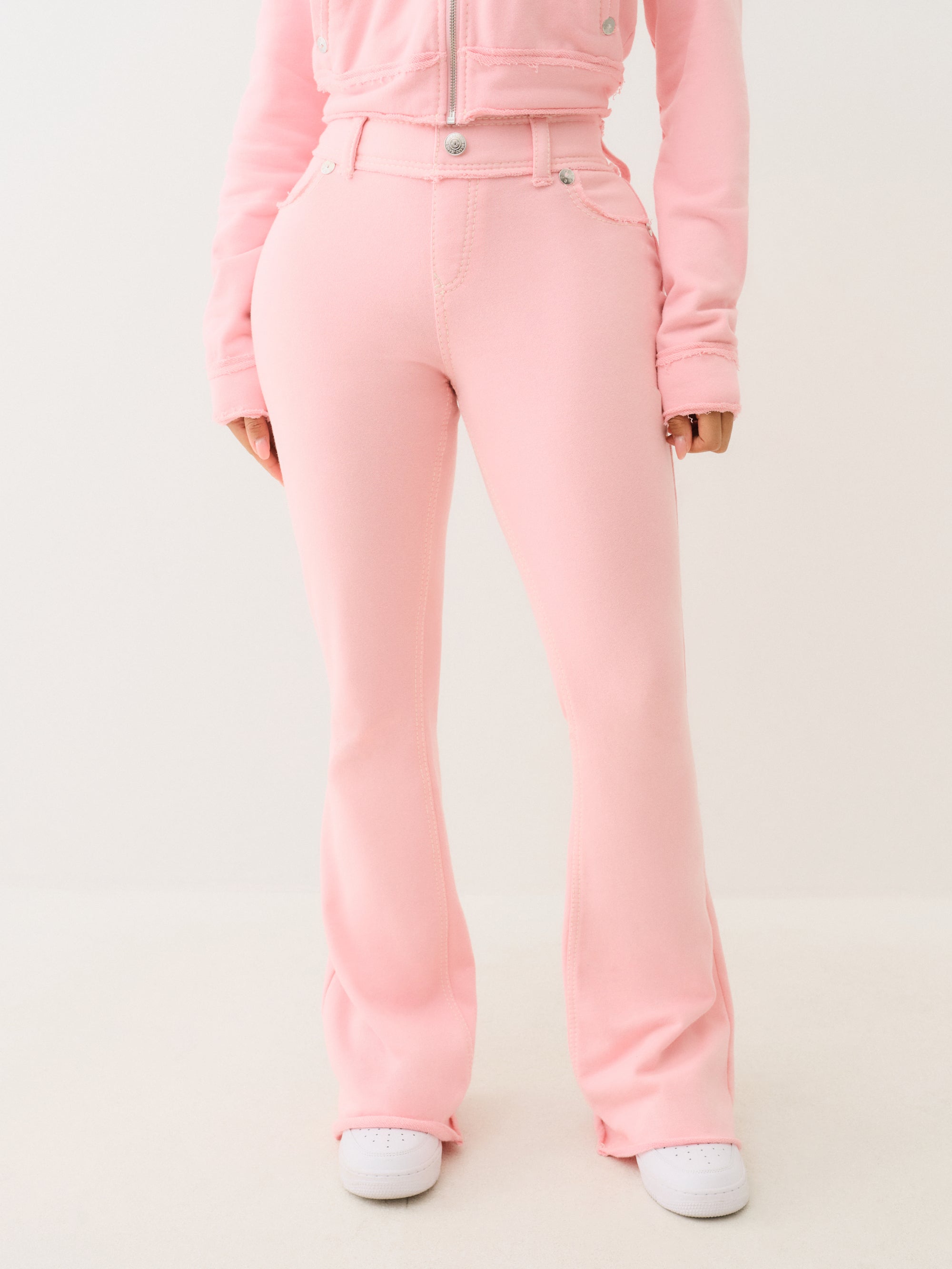 True Religion Raw Edge Big T Boot Track Pant Candy Pink