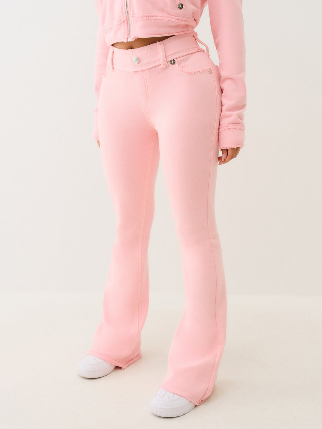 True Religion Raw Edge Big T Boot Track Pant Candy Pink