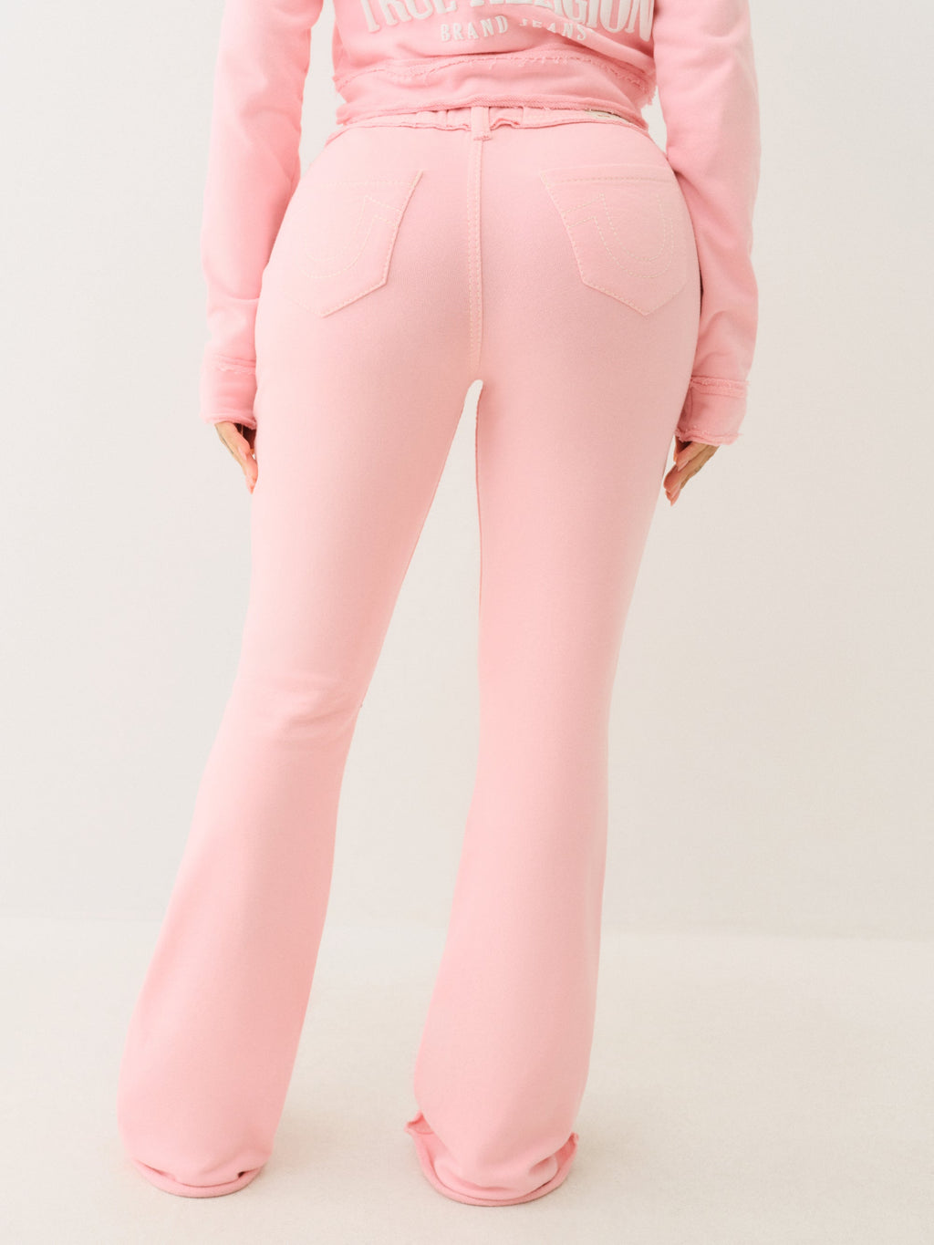 True Religion Raw Edge Big T Boot Track Pant Candy Pink