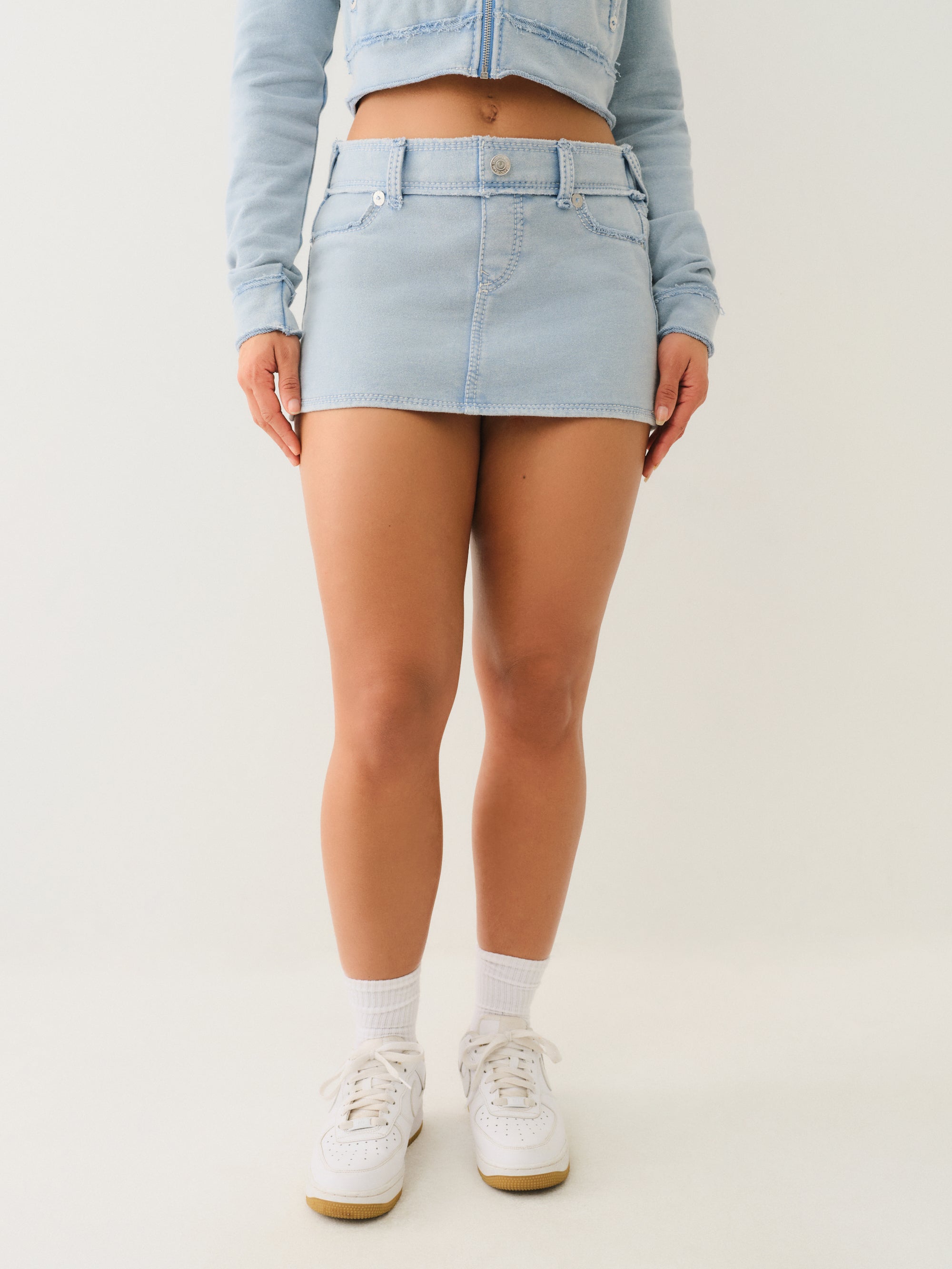 True Religion Wash Raw Edge Big T Mini Skirt Pacific Coast