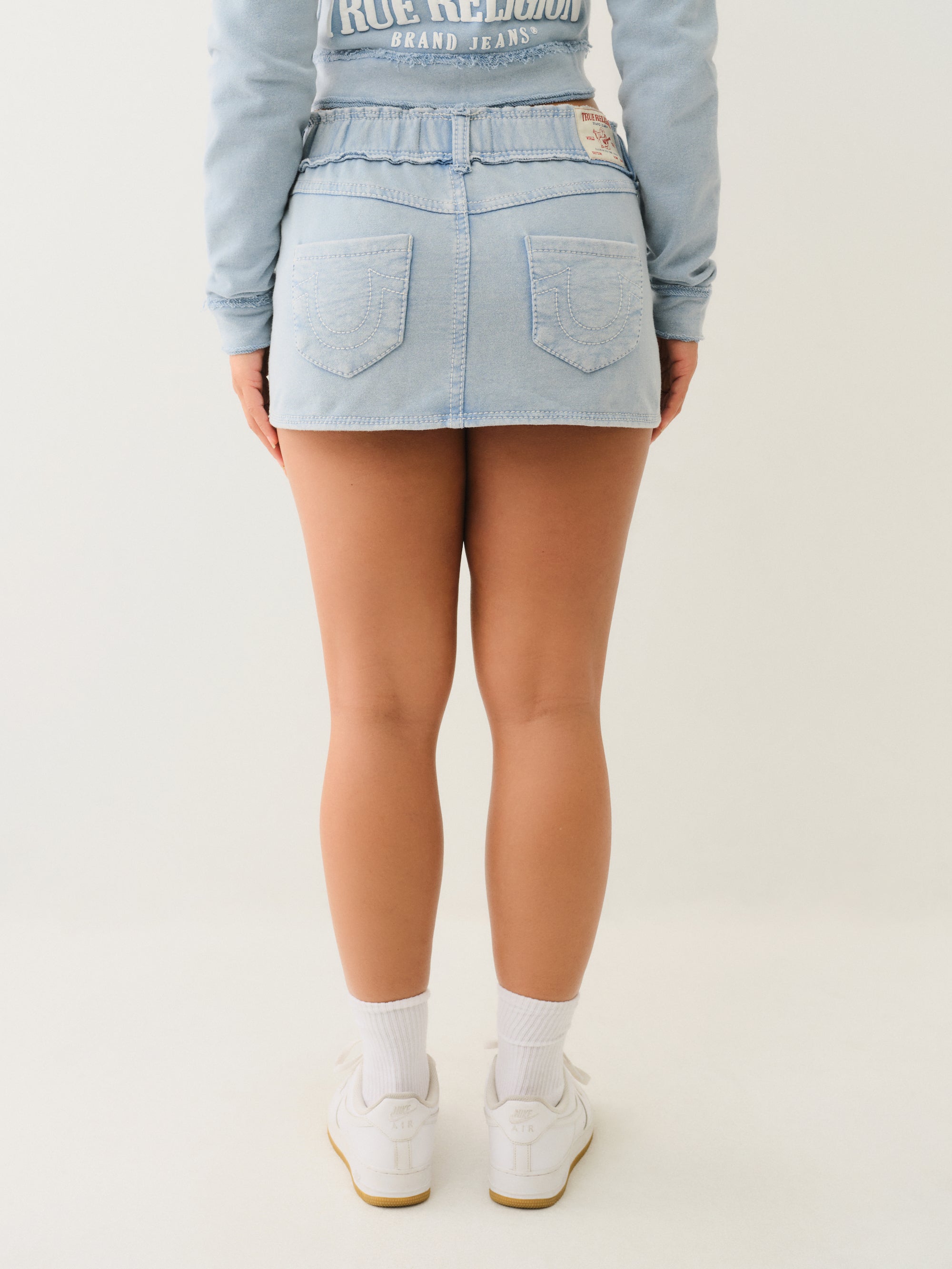 True Religion Wash Raw Edge Big T Mini Skirt Pacific Coast