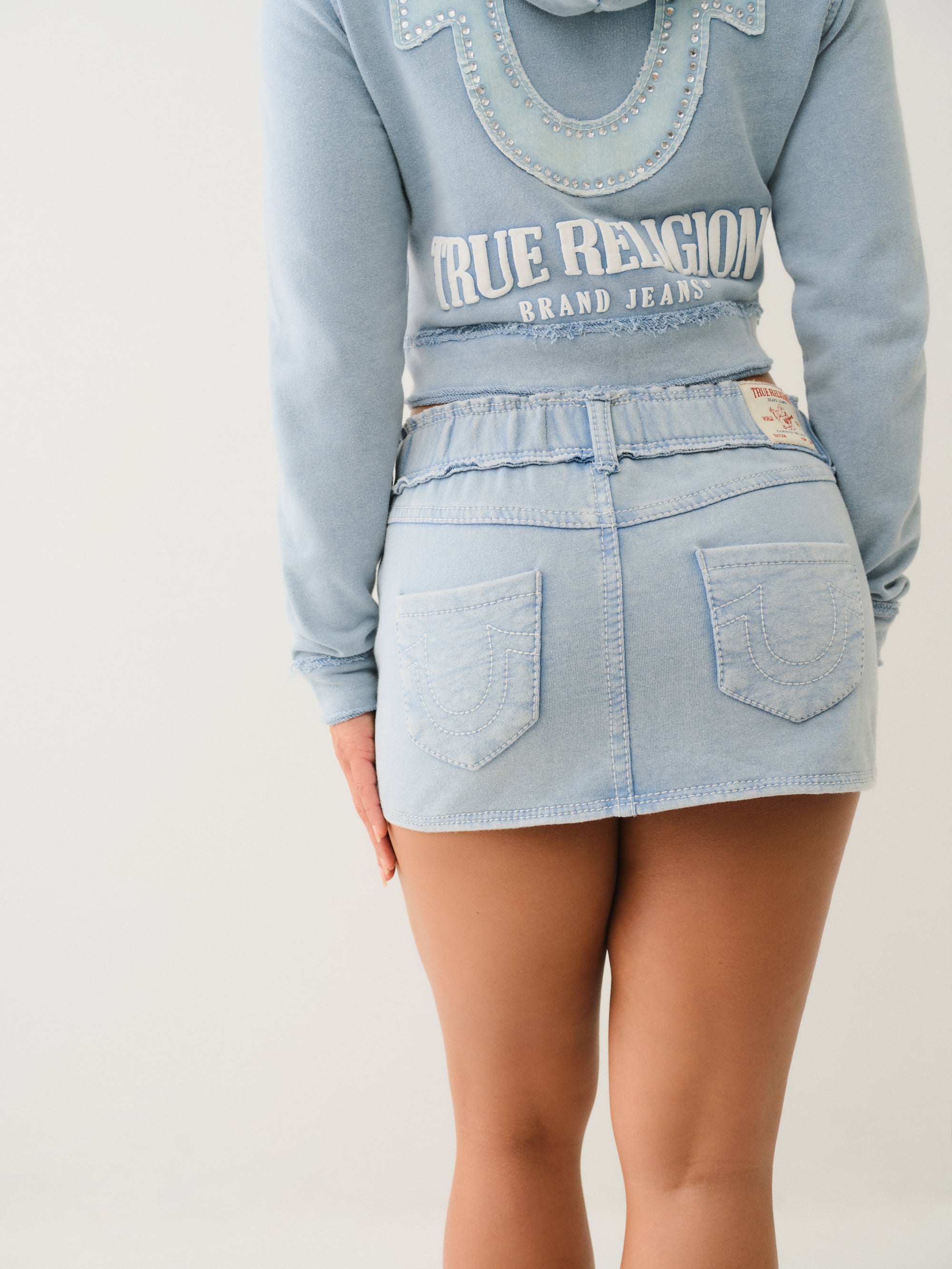 True Religion Wash Raw Edge Big T Mini Skirt Pacific Coast