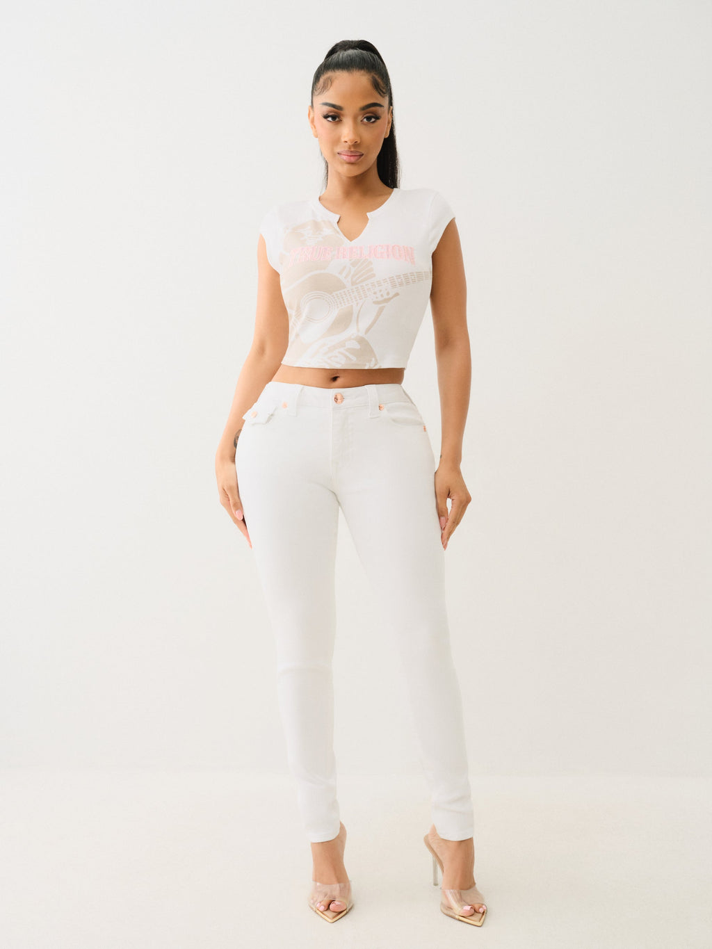 True Religion Jennie Mr Curvy Skinny Flap Optic White