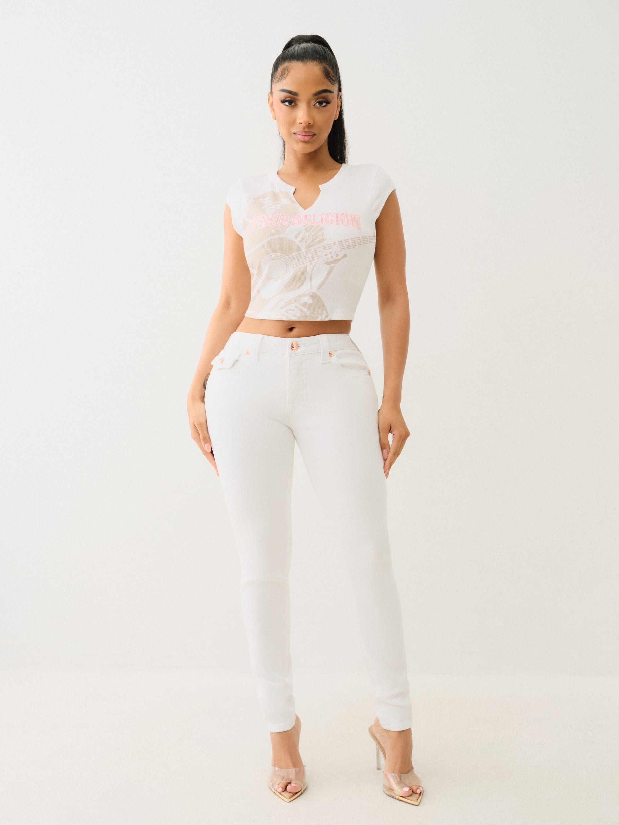 True Religion Jennie Mr Curvy Skinny Flap Optic White