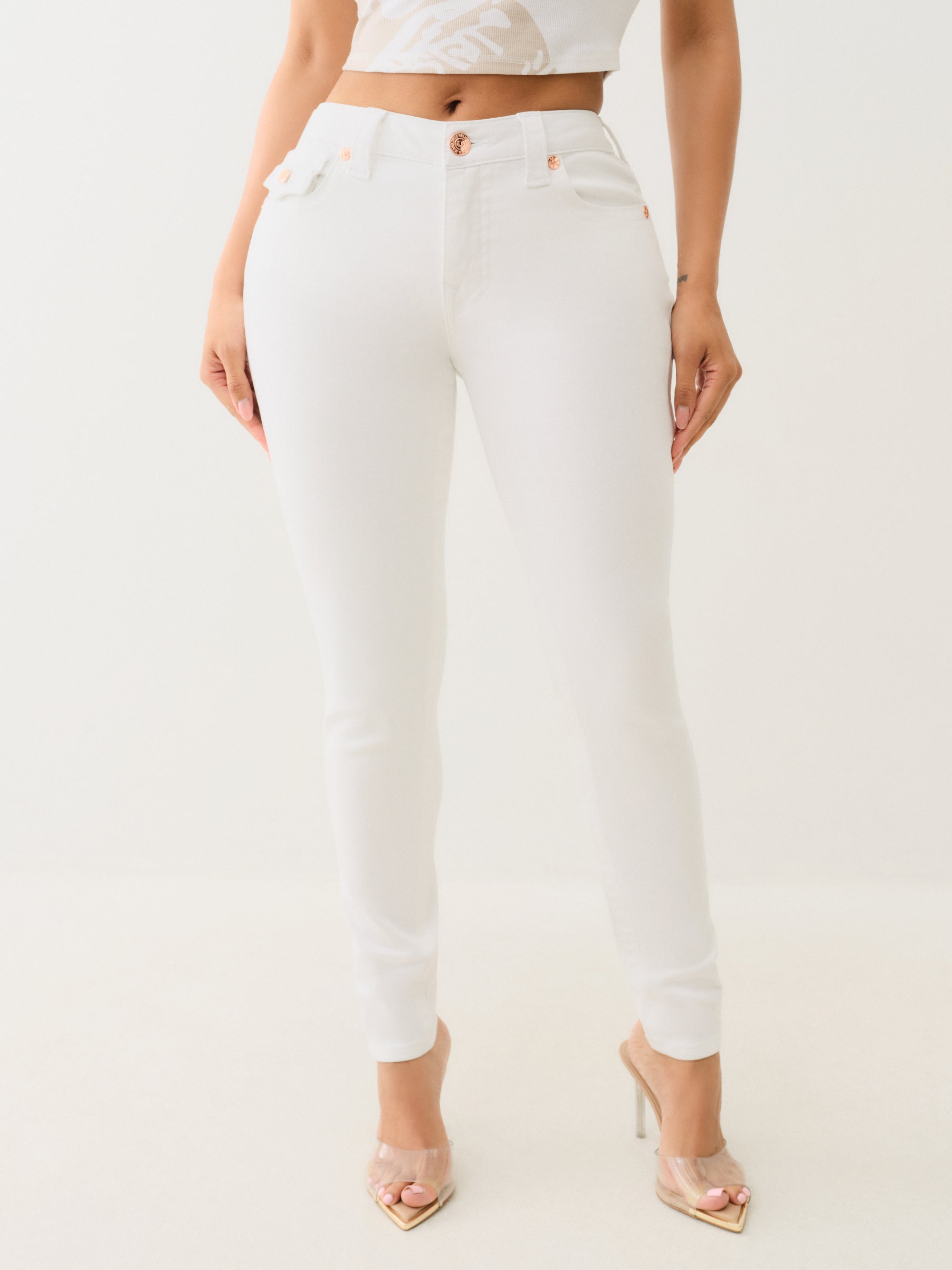 True Religion Jennie Mr Curvy Skinny Flap Optic White