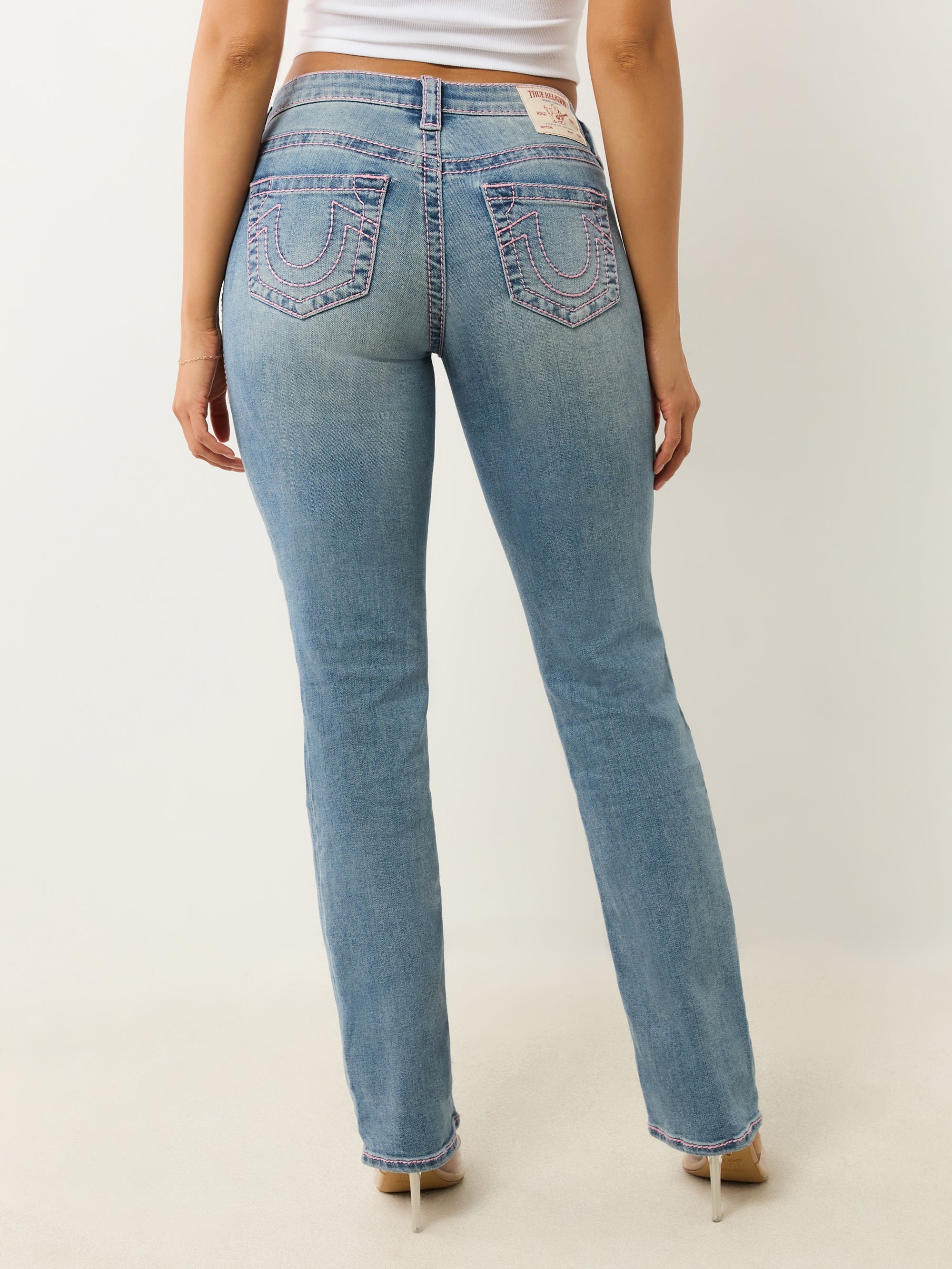 True Religion Billie Mid Rise Straight Big T California Poppy