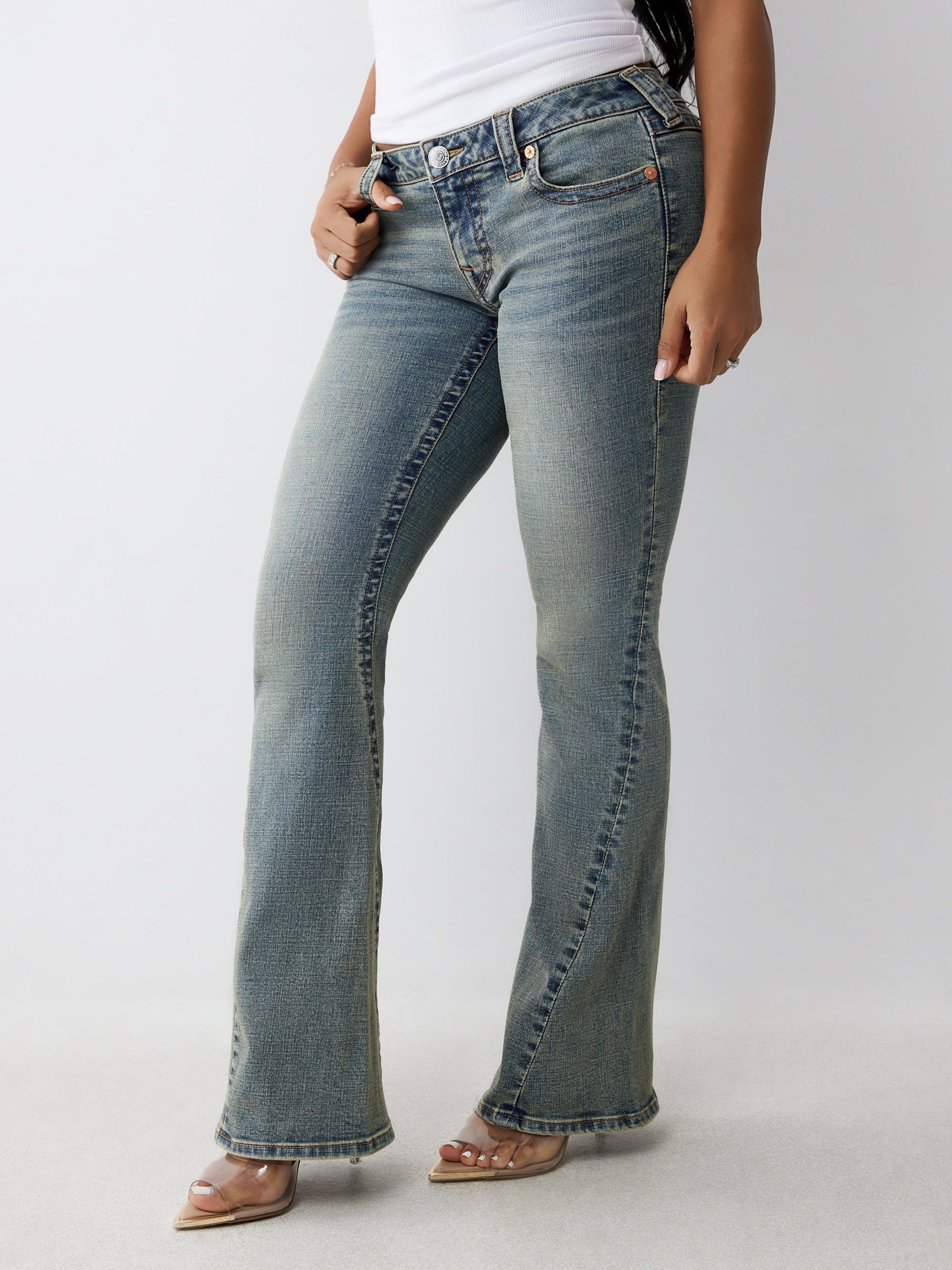 True Religion Joey Low Rise Flare Flap Medium Vintage