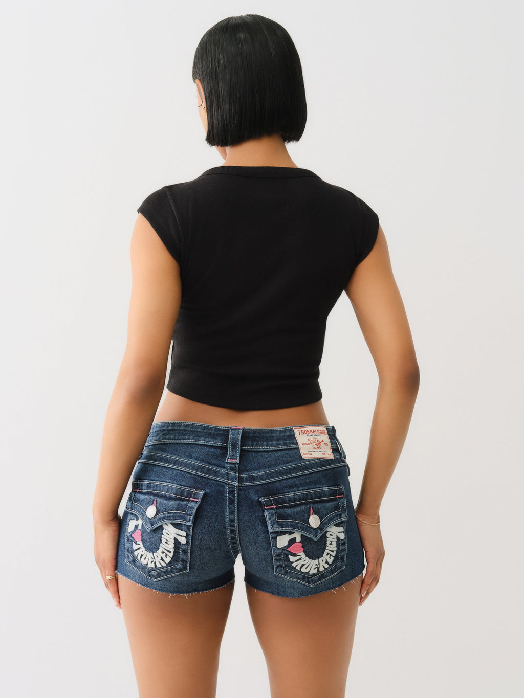 True Religion Vintage Tr V Notch Rib Top Jet Black