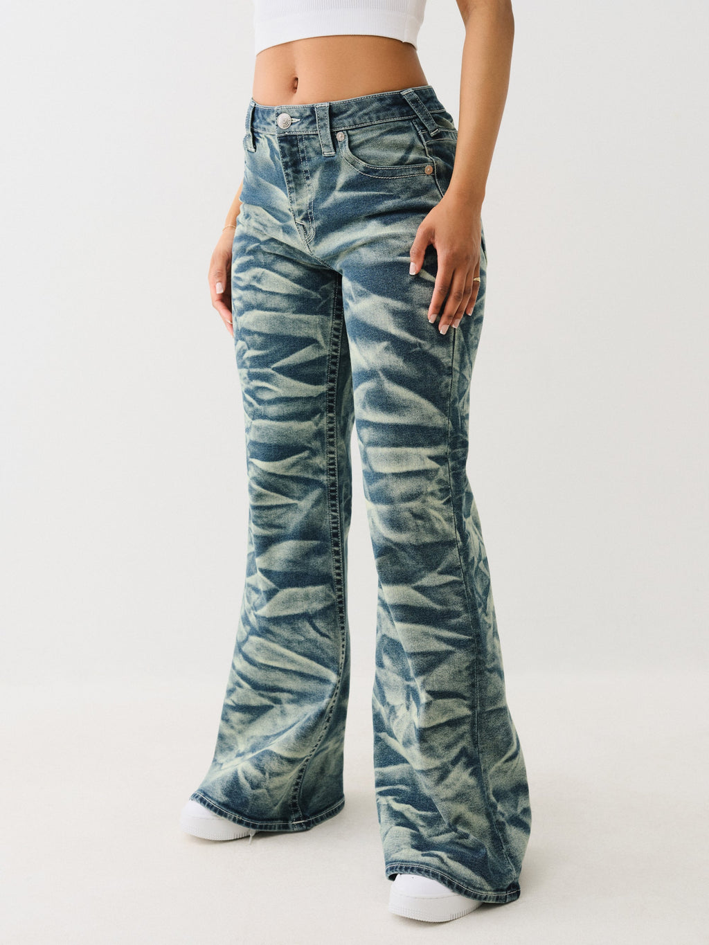 True Religion Crinkle Wash Katrina Hr Flare Lagoon Azure