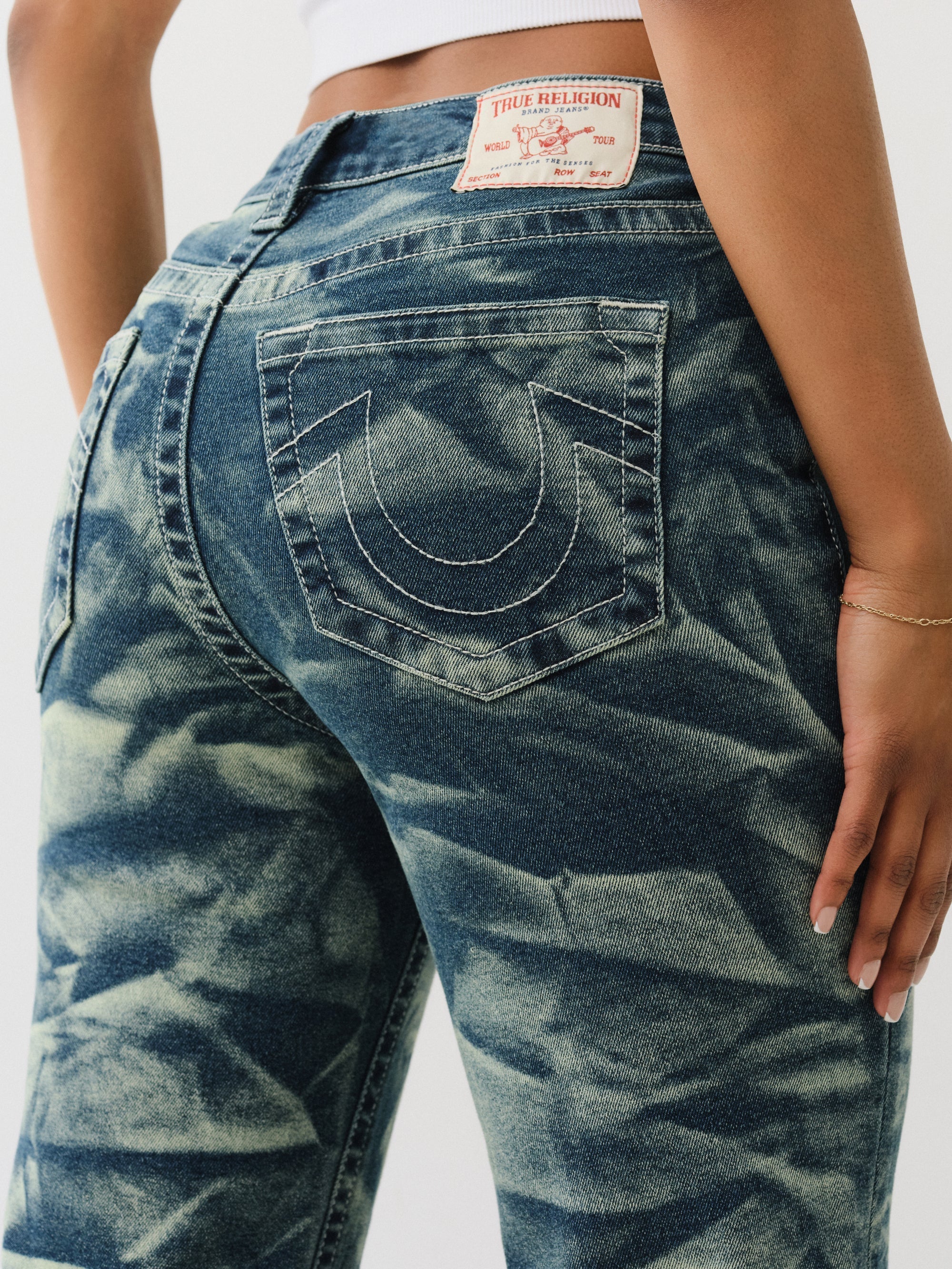 True Religion Crinkle Wash Katrina Hr Flare Lagoon Azure